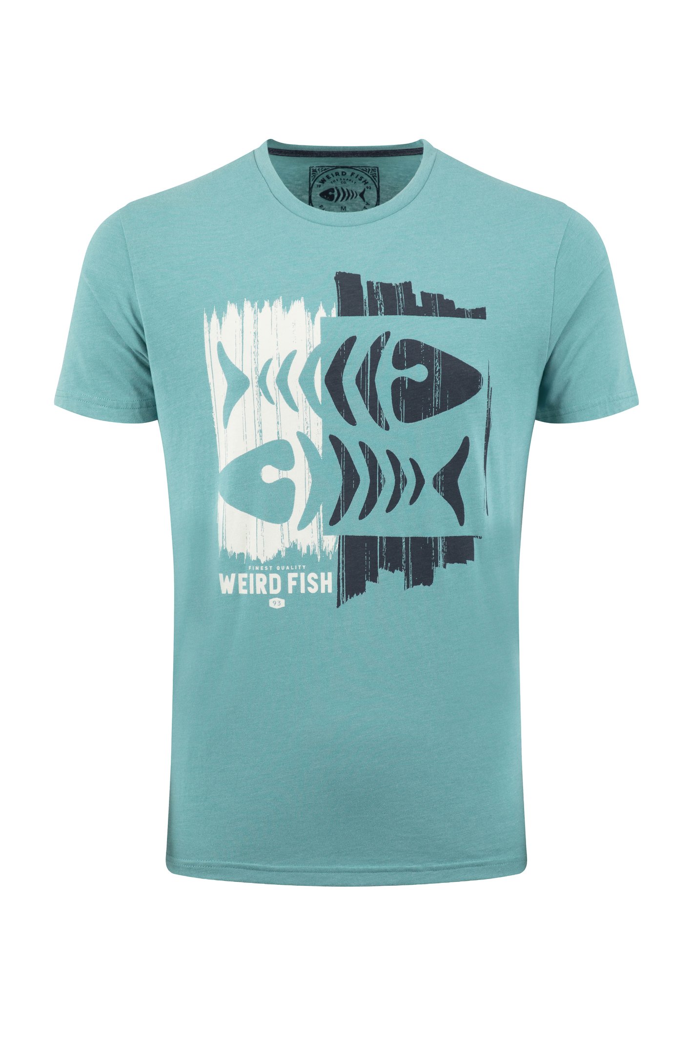 Weird Fish Double Fish Front Print Graphic T-Shirt Smoked Blue