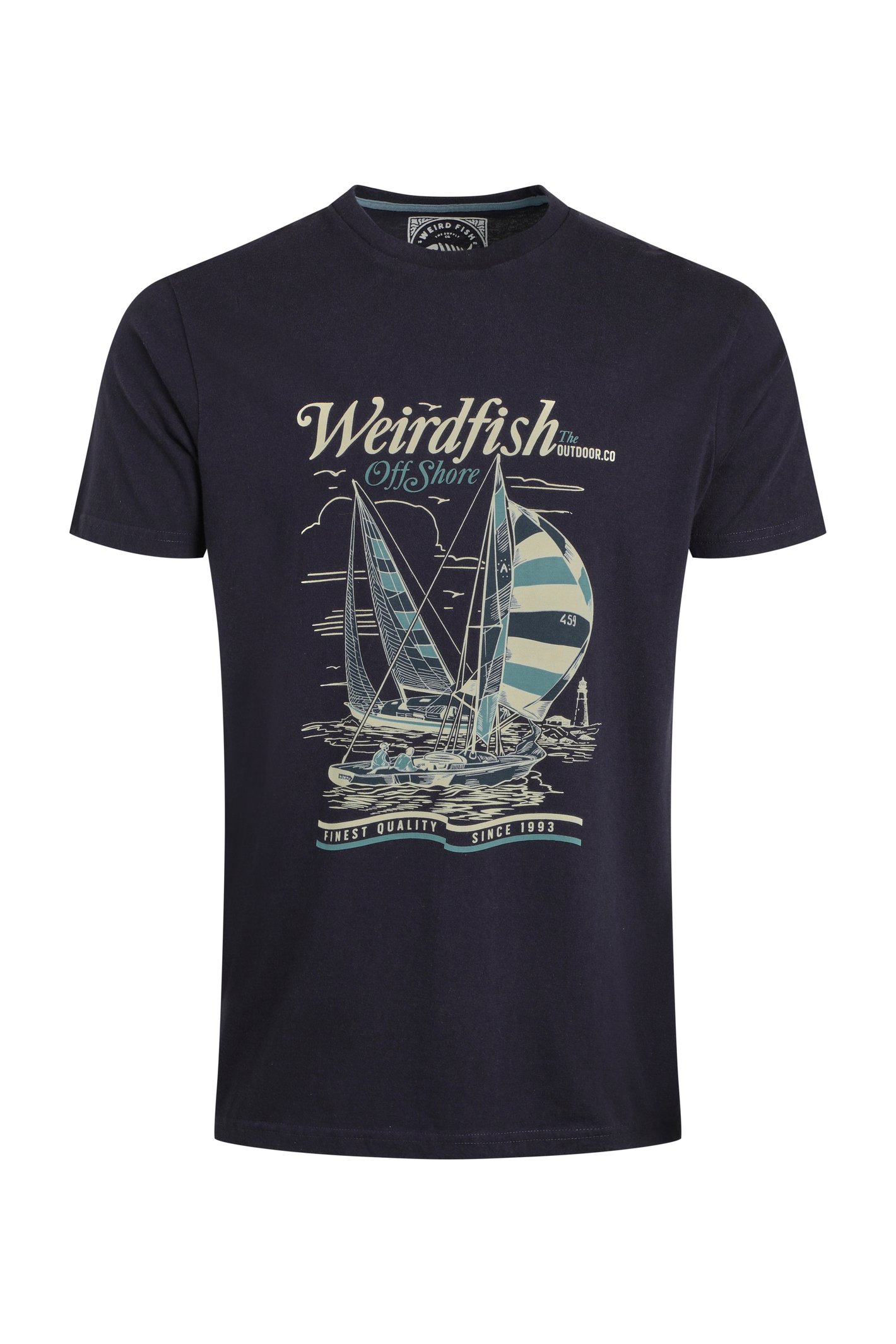 Weird Fish Off Shore Front Print Graphic T-Shirt Midnight Size 4XL