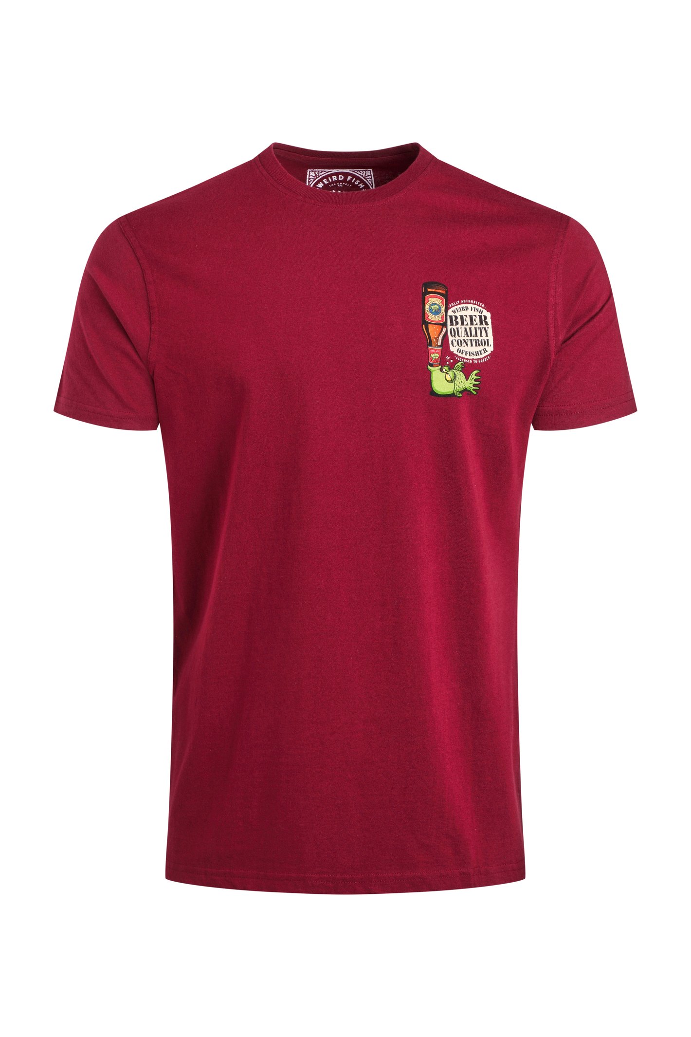 Weird Fish Beer Offisher Back Print Artist T-Shirt Garnet Size XL