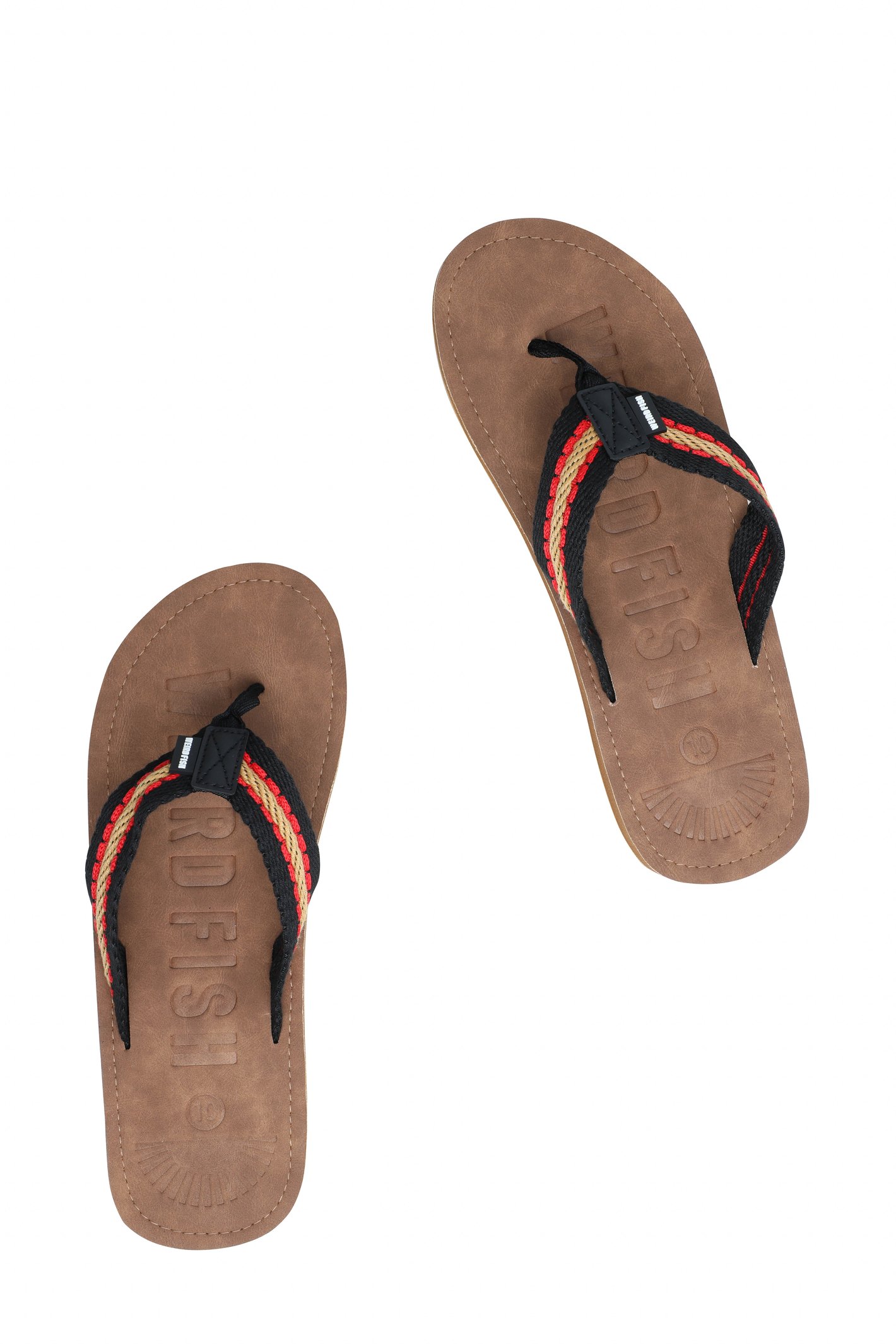Weird Fish Malham Leather Look Flip Flops Caramel Size 9