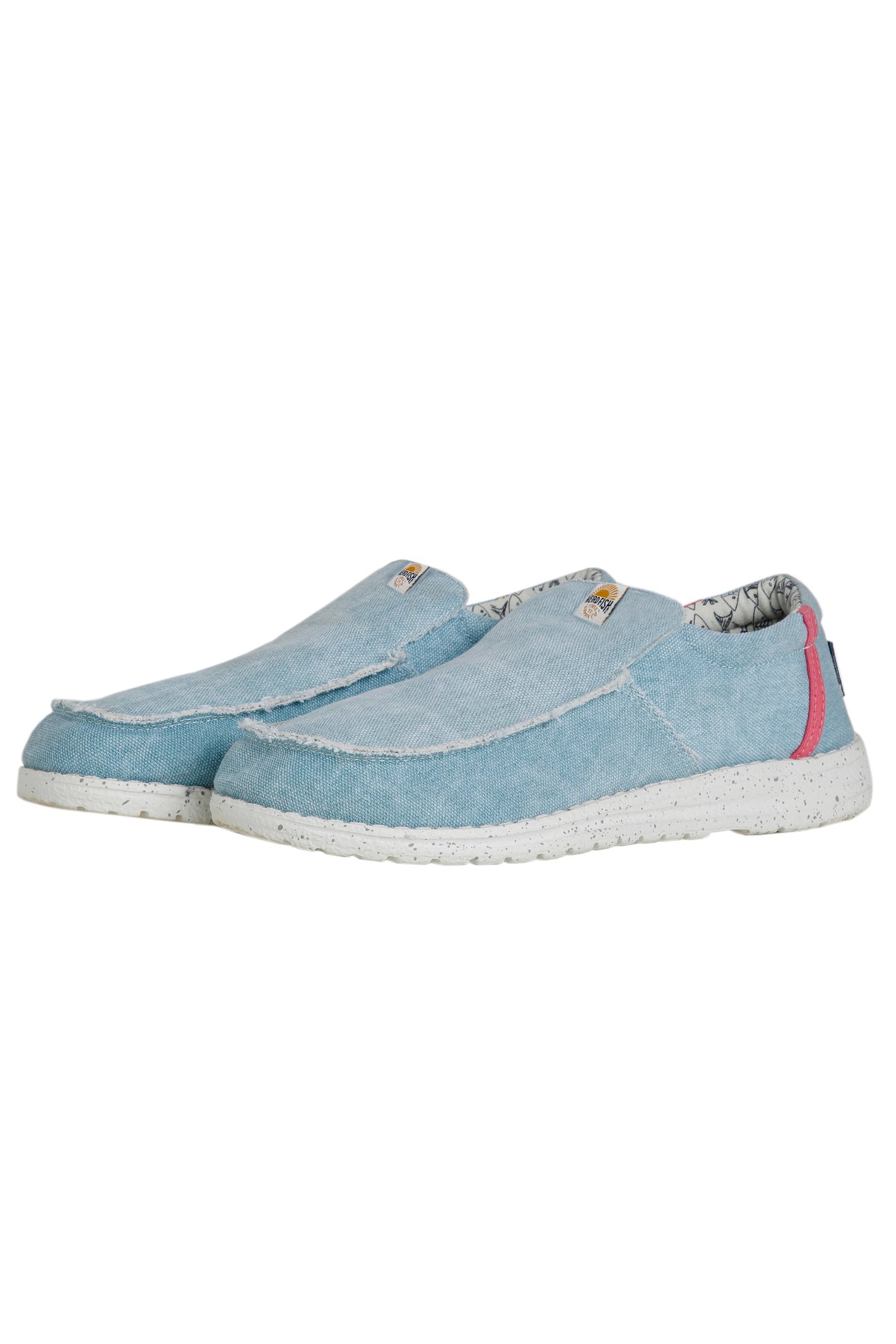 Weird Fish Shoaler Washed Canvas Lightweight Slip On Shoes Denim Size 4
