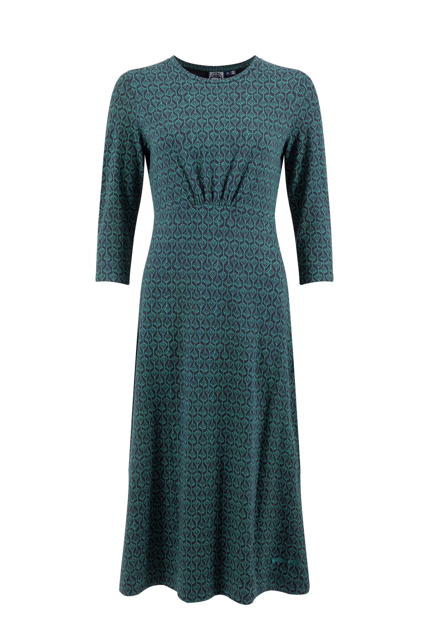 Weird Fish Felicity Printed Jersey Midi Dress Green