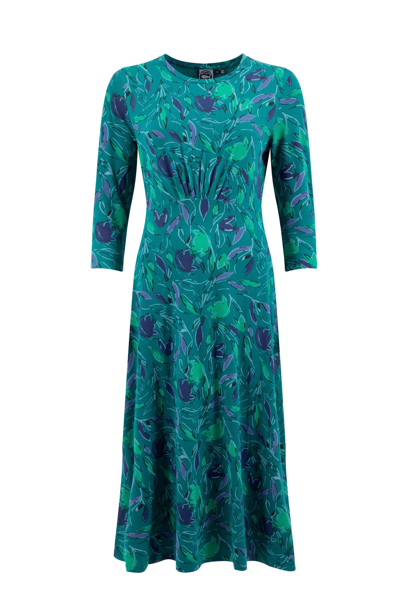 Weird Fish Felicity Printed Jersey Midi Dress Leaf Green