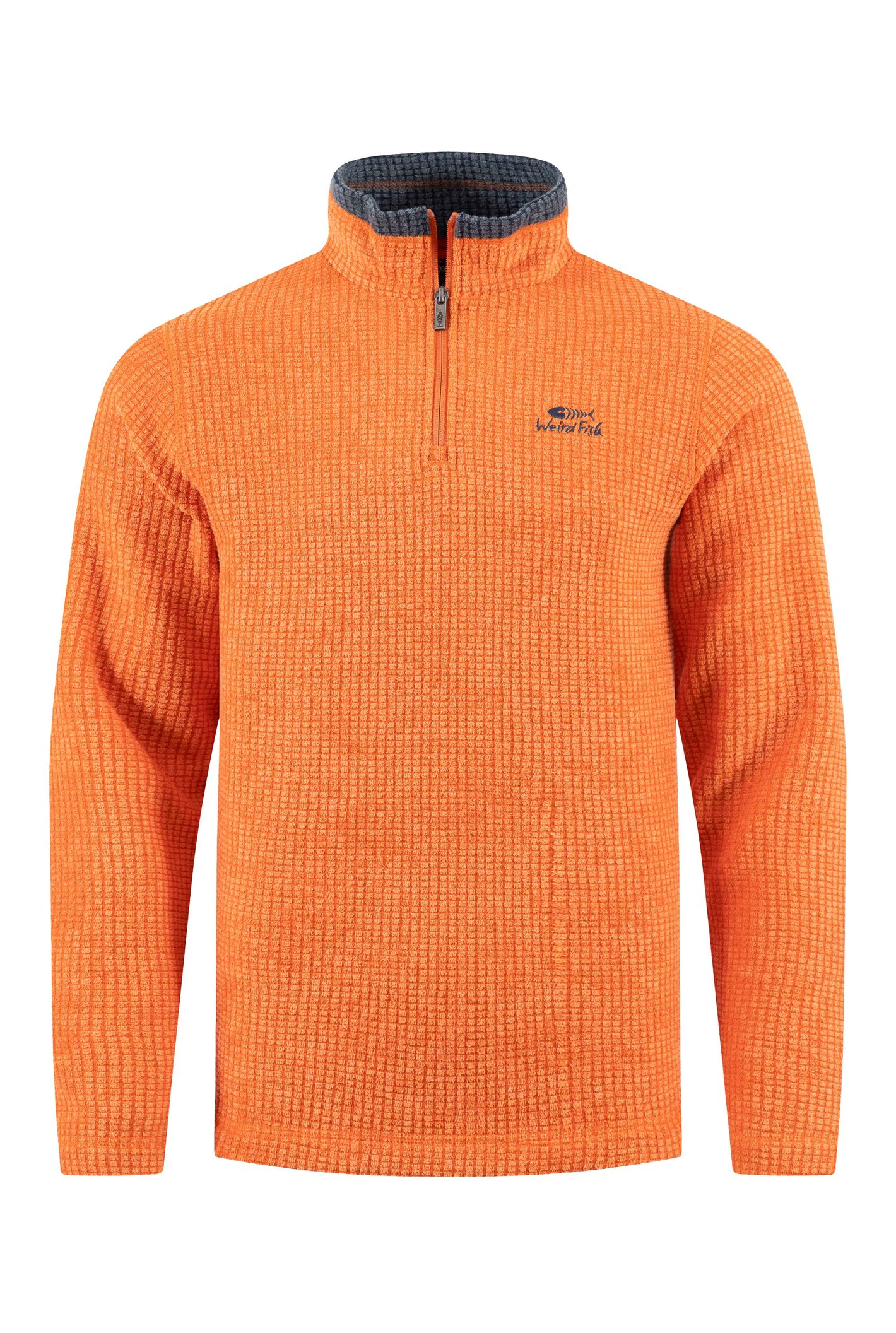 Weird Fish Newark Eco 1/4 Zip Grid Fleece Brick Orange Size 2XL
