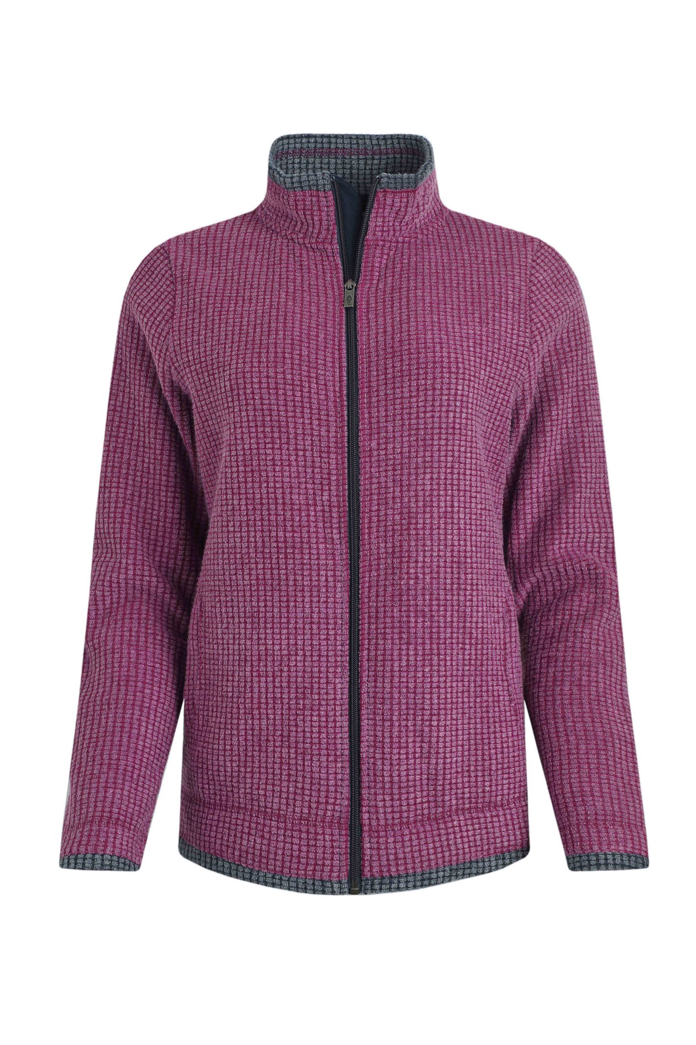 Weird Fish Ariana Full Zip Grid Fleece Purple Wine Size 10
