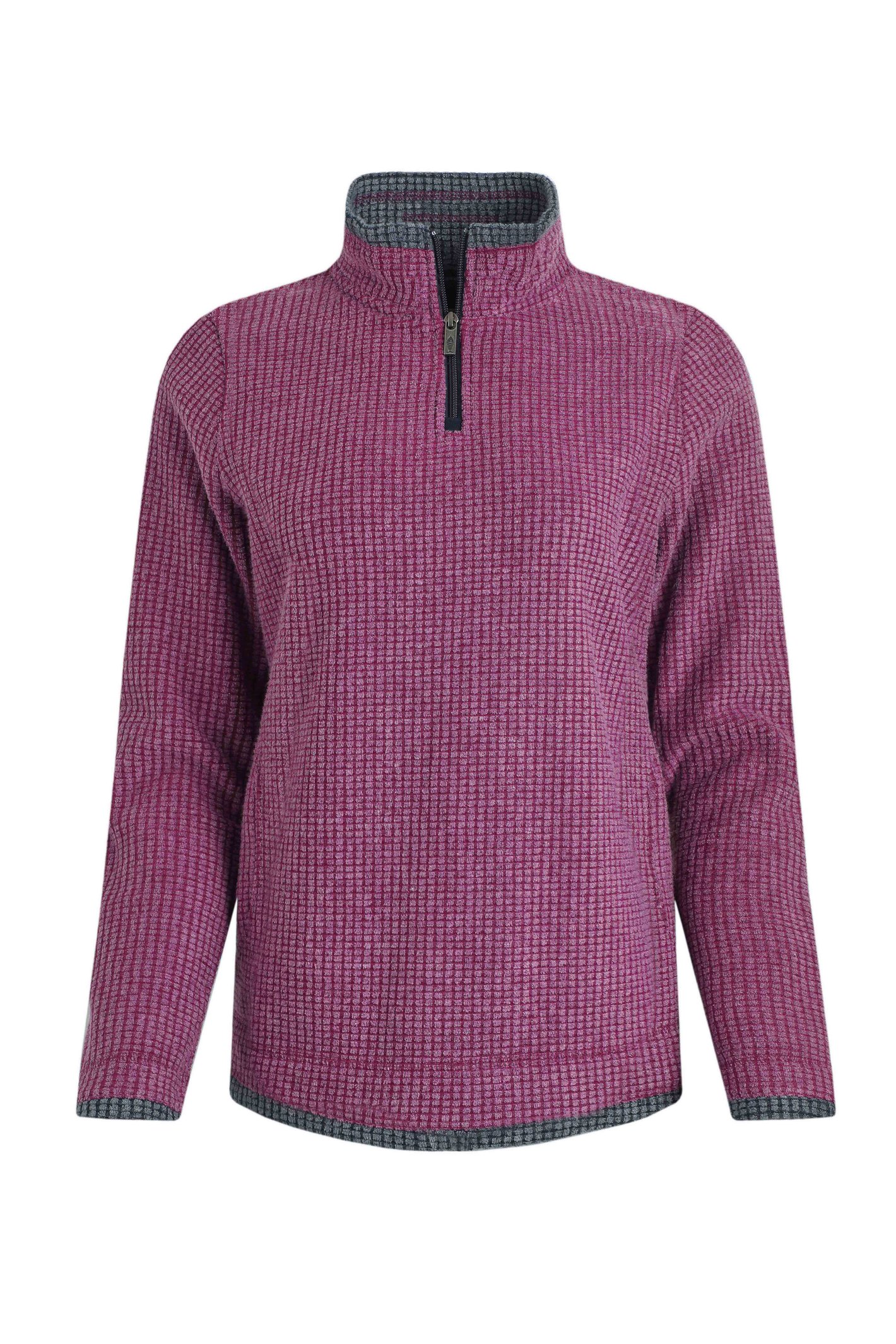 Weird Fish Beye 1/4 Zip Grid Fleece Purple Wine