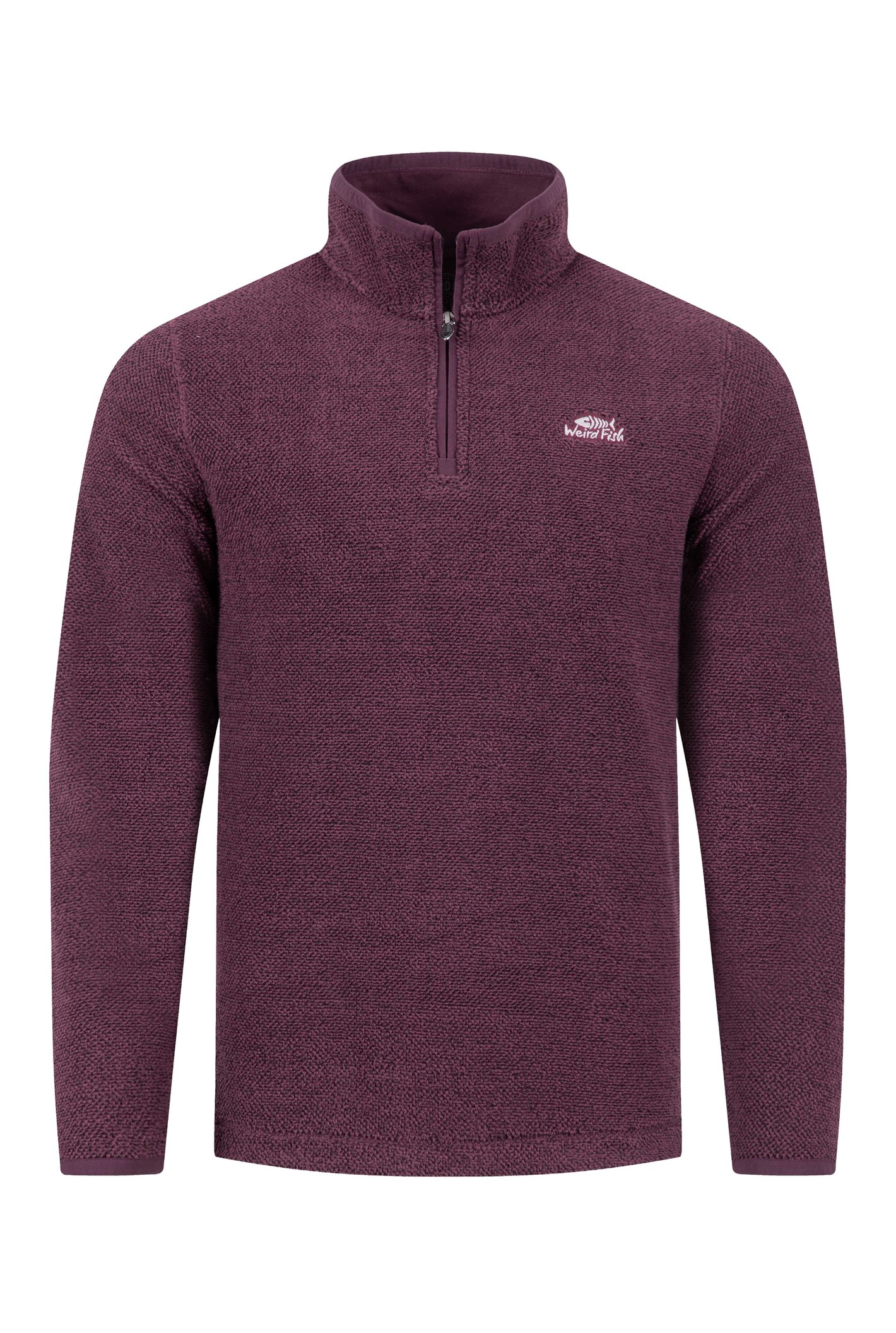Weird Fish Errill 1/4 Zip Textured Fleece Aubergine Size XL