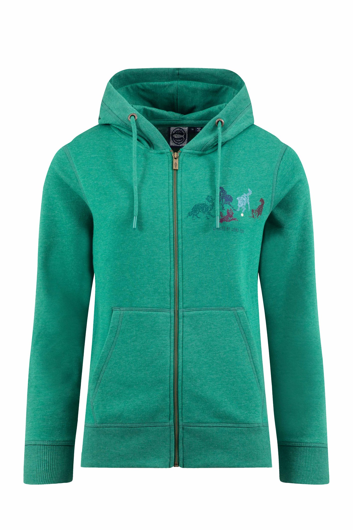 Weird Fish Franchises Graphic Full Zip Hoodie GreenIvy Size 12