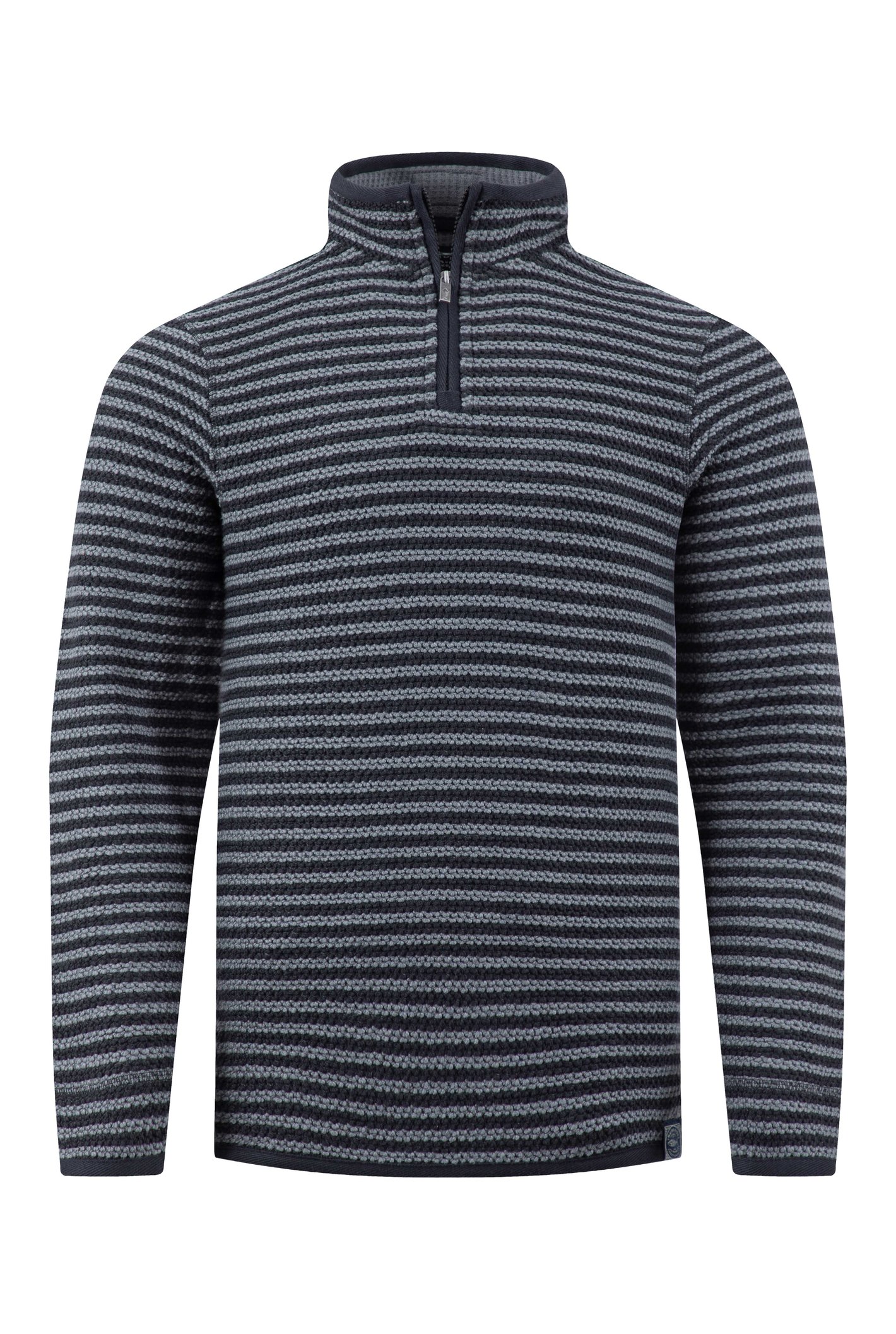 Weird Fish Shorling 1/4 Zip Striped Macaroni Sweatshirt Black