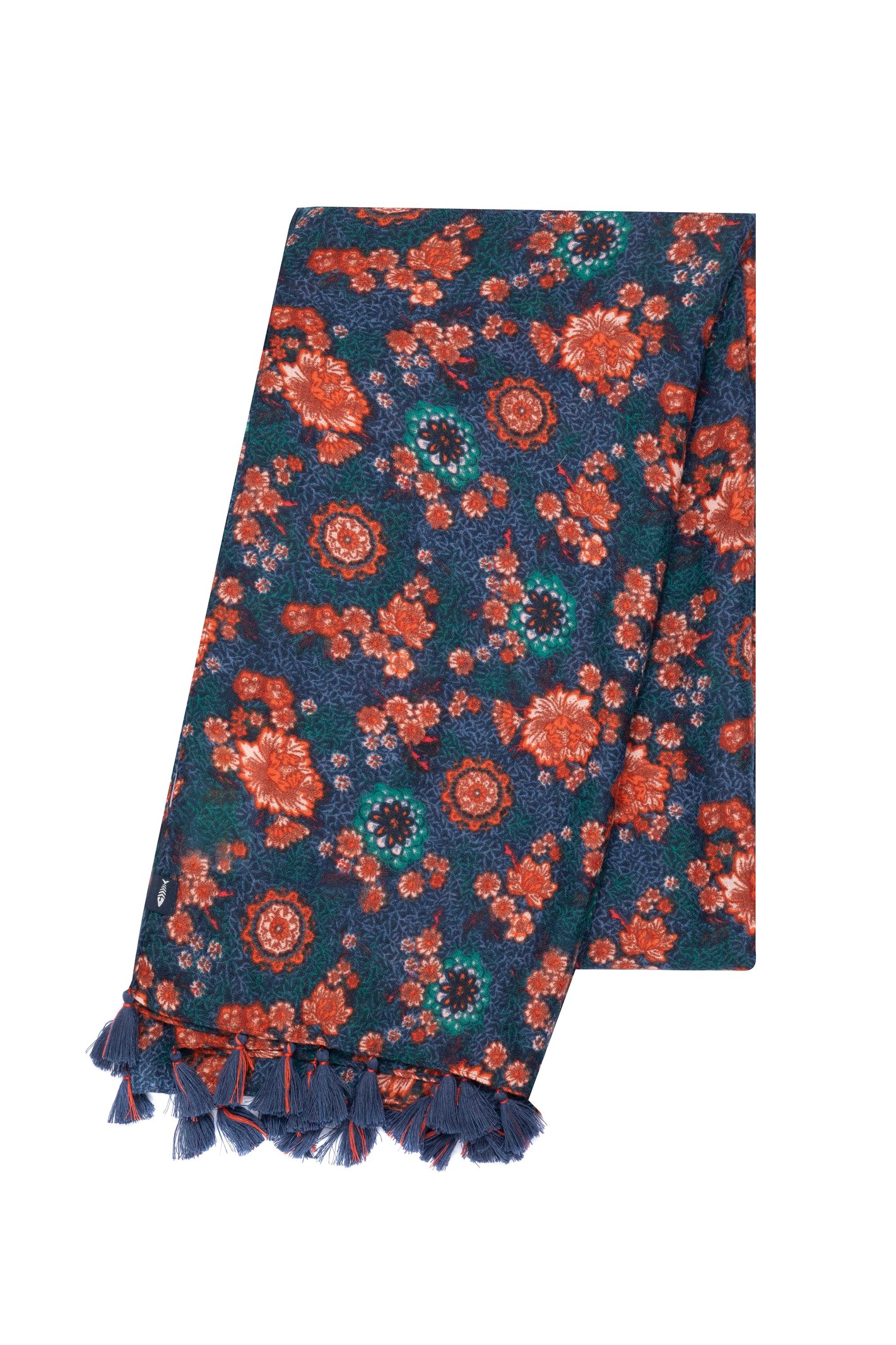 Weird Fish Marelia Printed Scarf Dark Blue