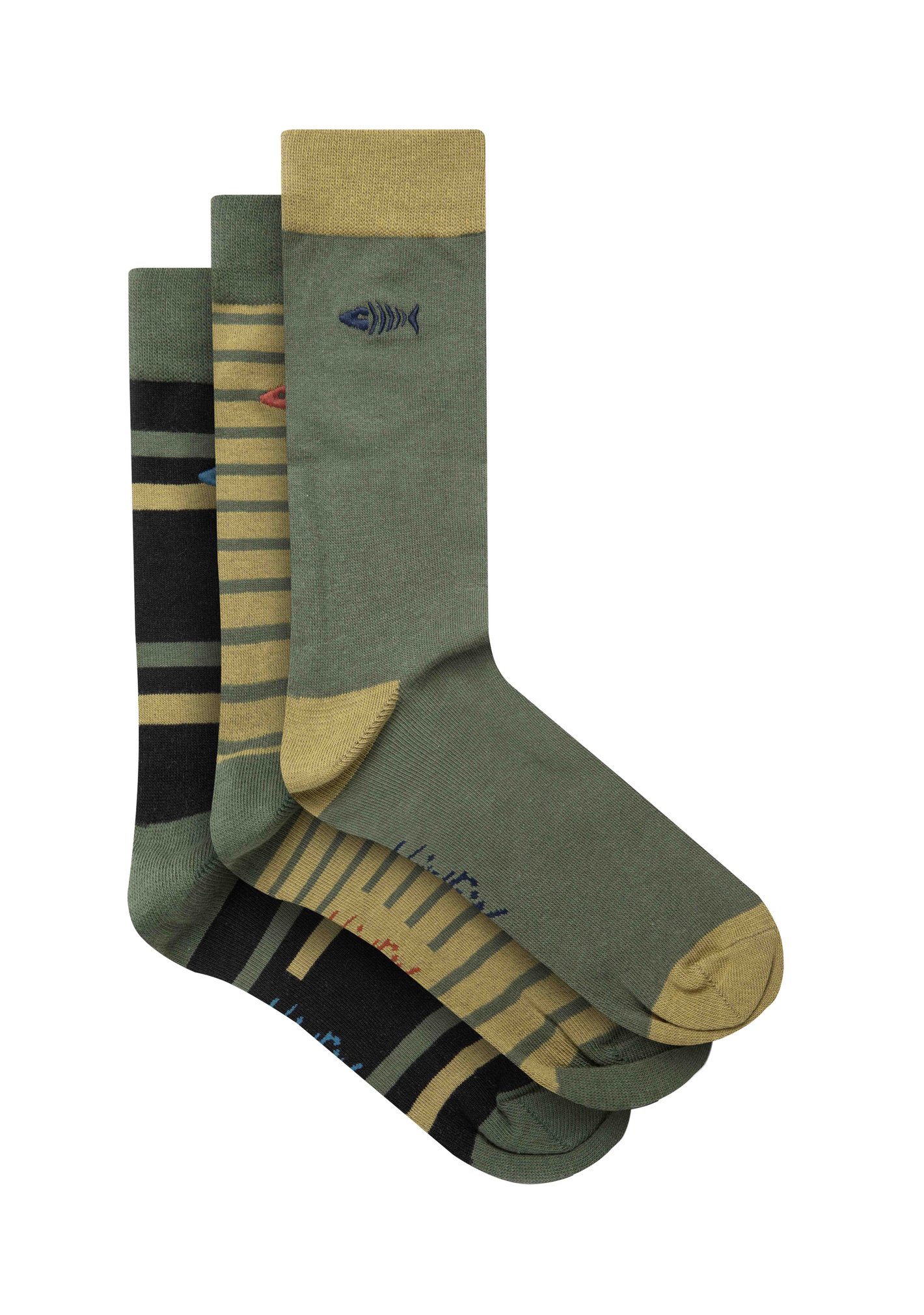 Weird Fish Wyatt Mens Socks 3 Pack Deep Lichen Green-11