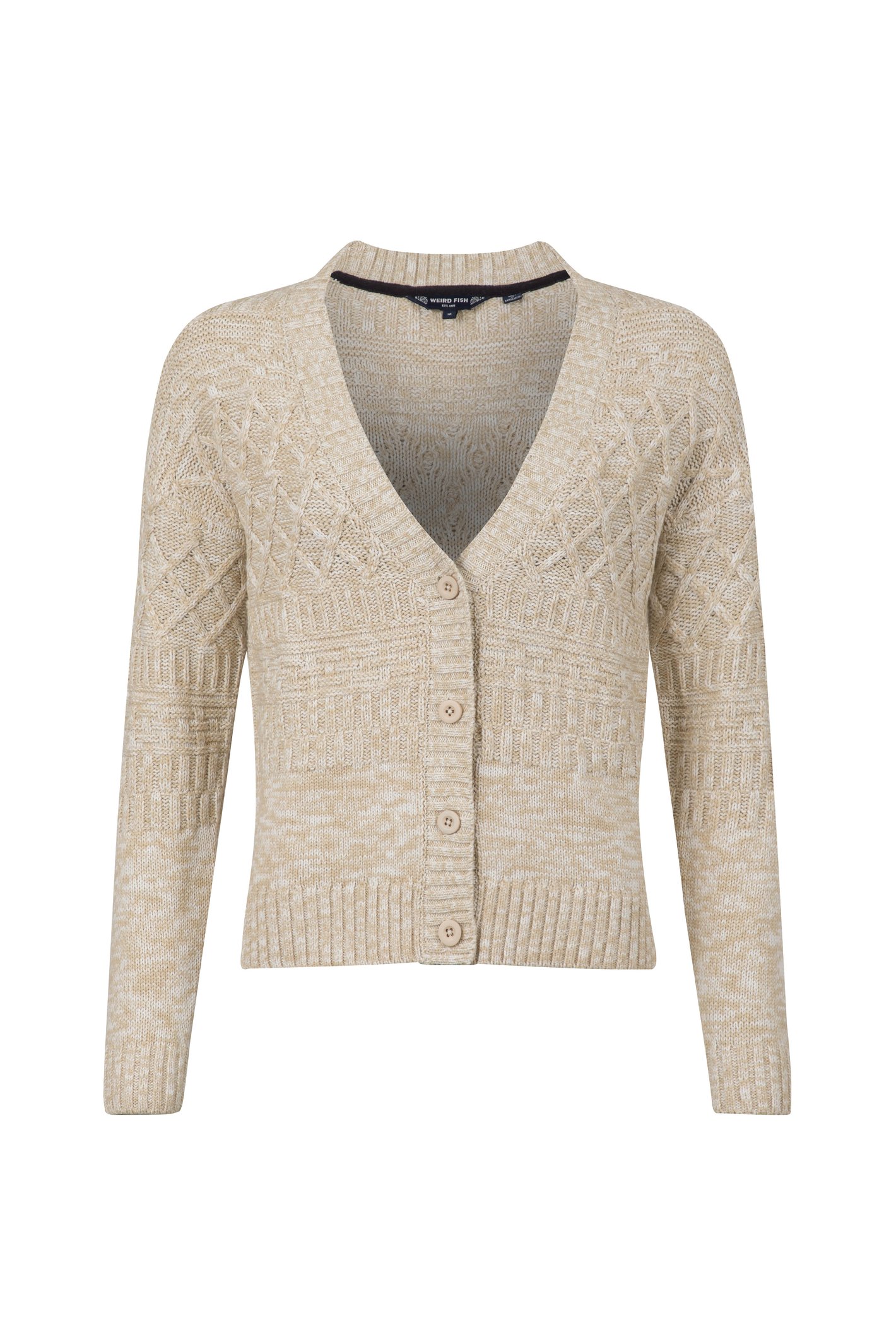 Weird Fish Amiens Mixed Stitch Cardigan Chalk Size 22