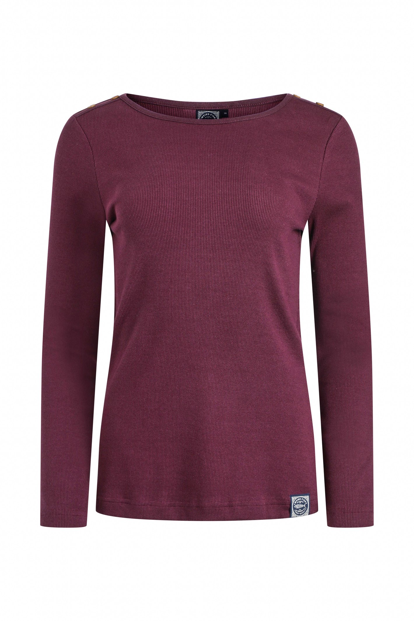 Weird Fish Maine Long Sleeve Outfitter T-Shirt Aubergine Size 14
