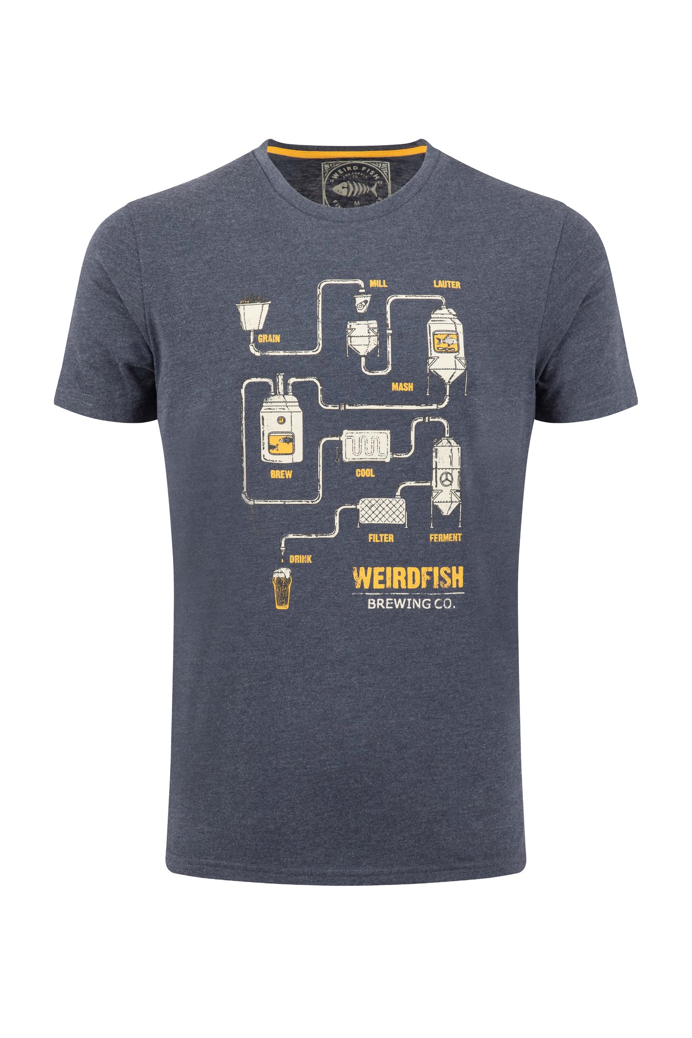 Weird Fish Brewer Front Print Graphic T-Shirt Navy