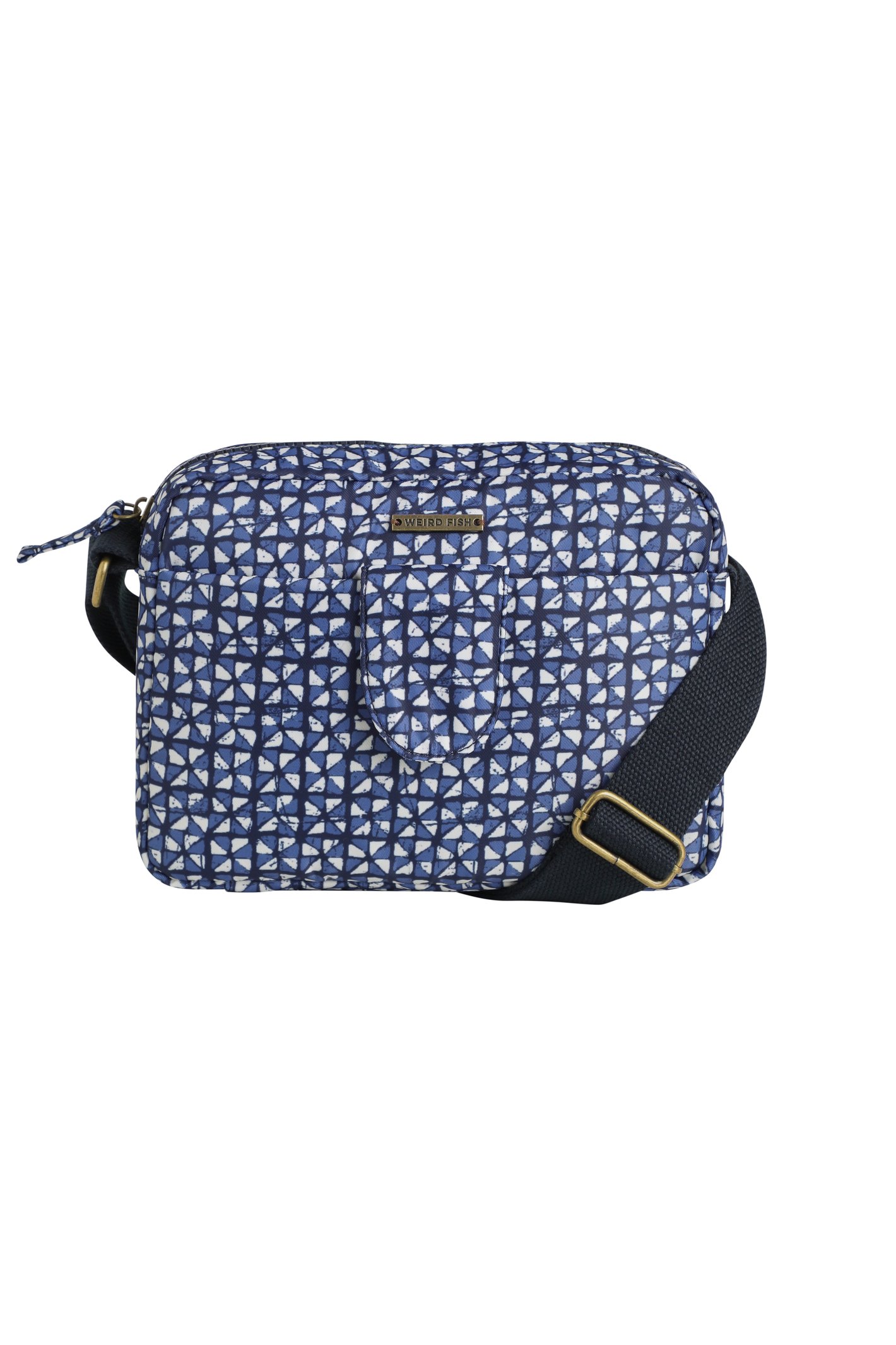 Weird Fish Corrie Printed Cross Body Bag Navy