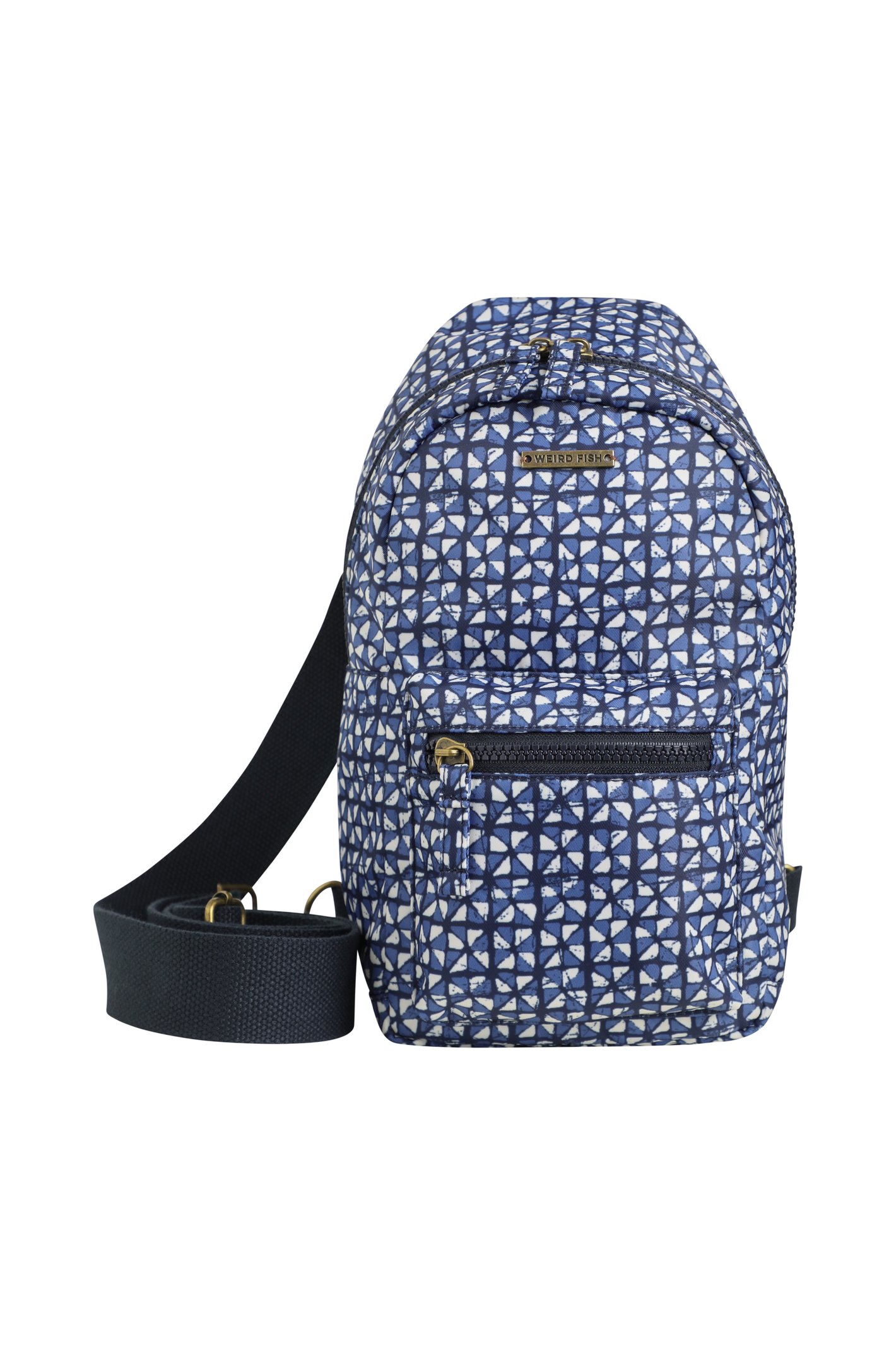 Weird Fish Hanni Printed Mono Strap Bag Navy Size ONE