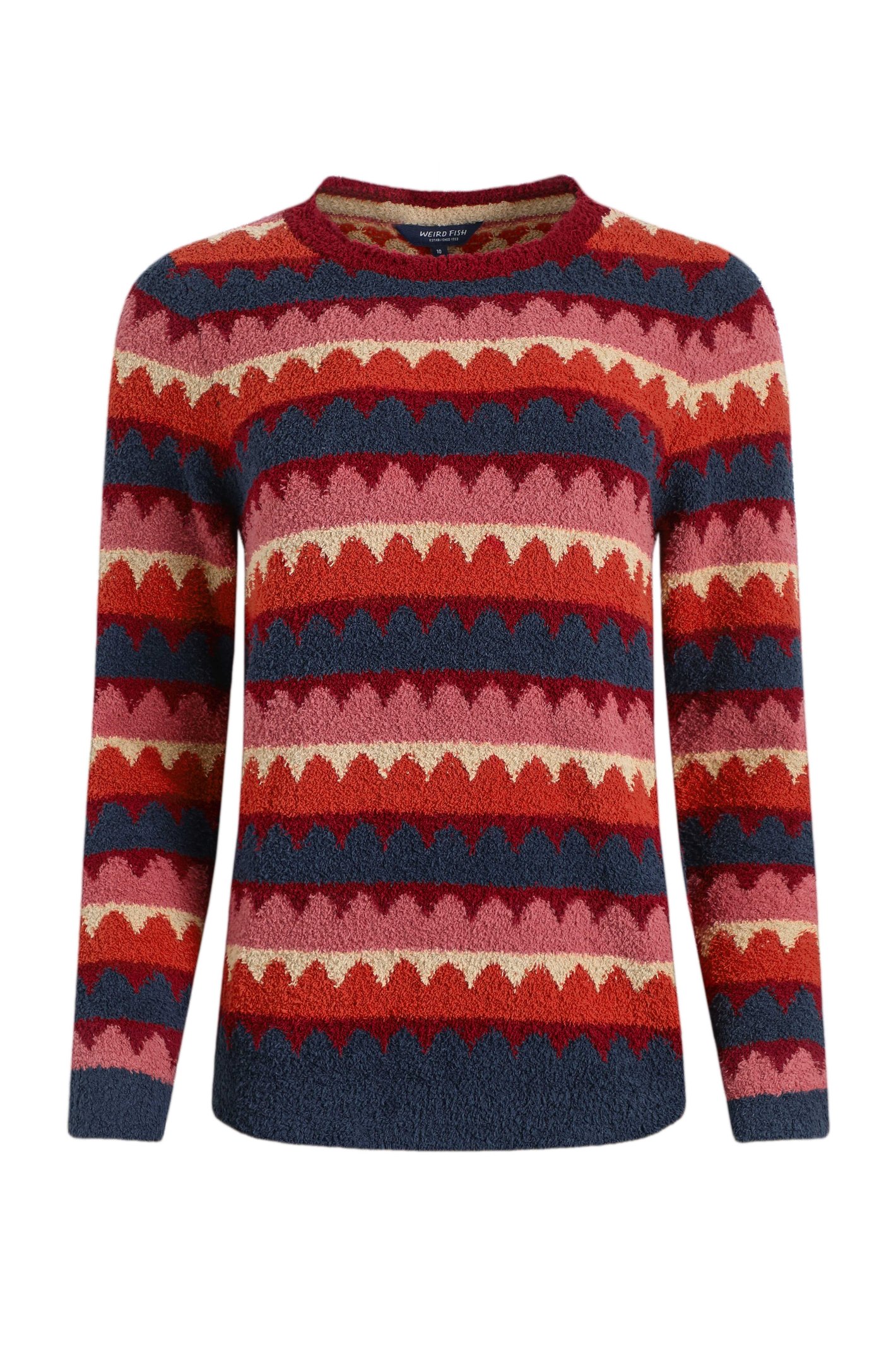 Weird Fish Tyla Cosy Knit Scalloped Jumper Antique Cherry