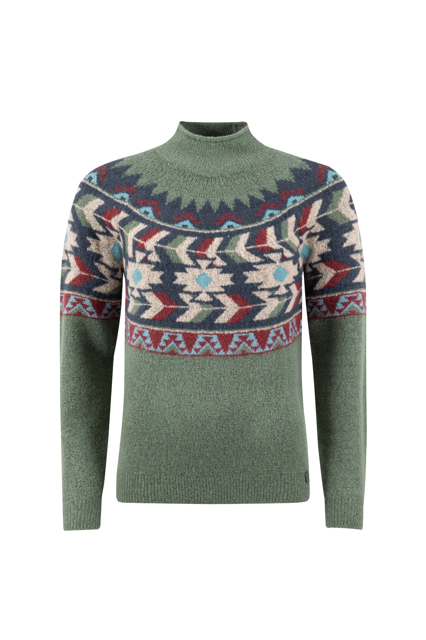 Weird Fish Arelia Ikat Knitted Jumper Army Green