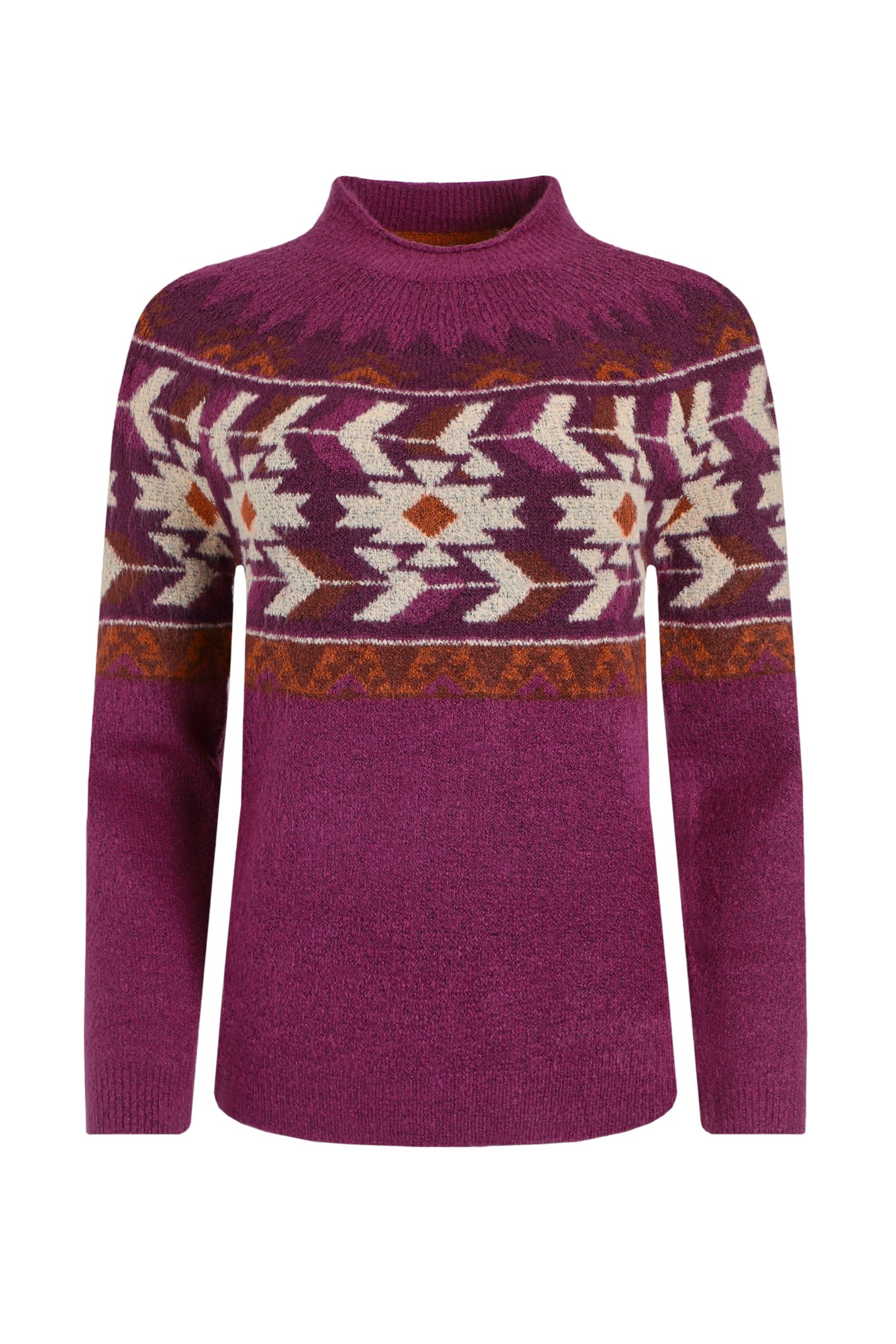 Weird Fish Arelia Ikat Knitted Jumper Purple Wine