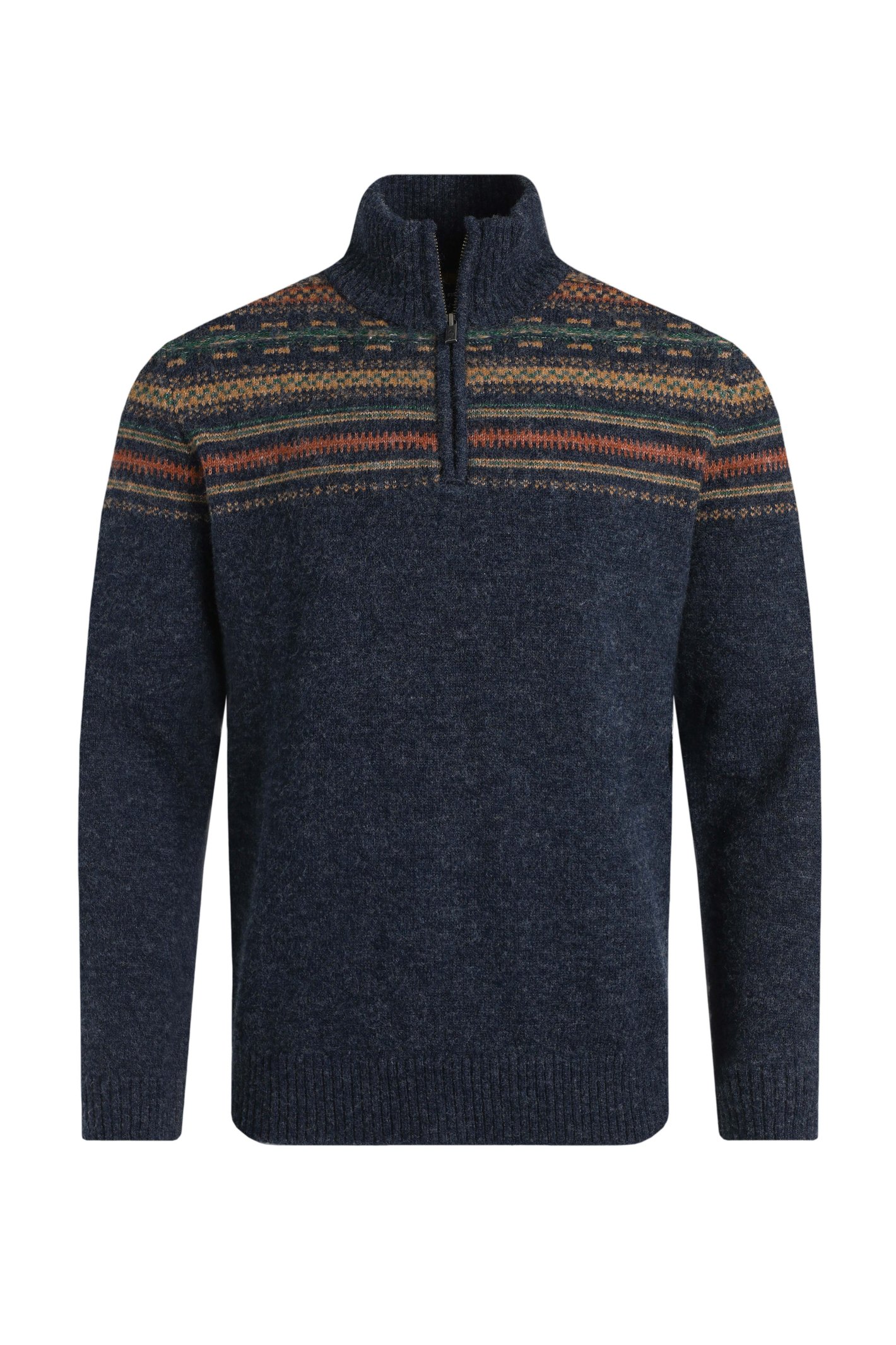 Weird Fish Larner 1/4 Zip Fair Isle Jumper Midnight