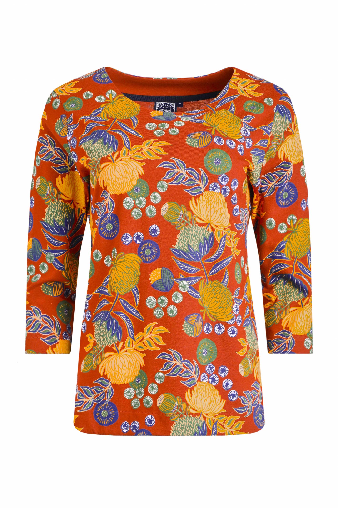 Weird Fish Pinto Printed Jersey T-Shirt Rust Leaves