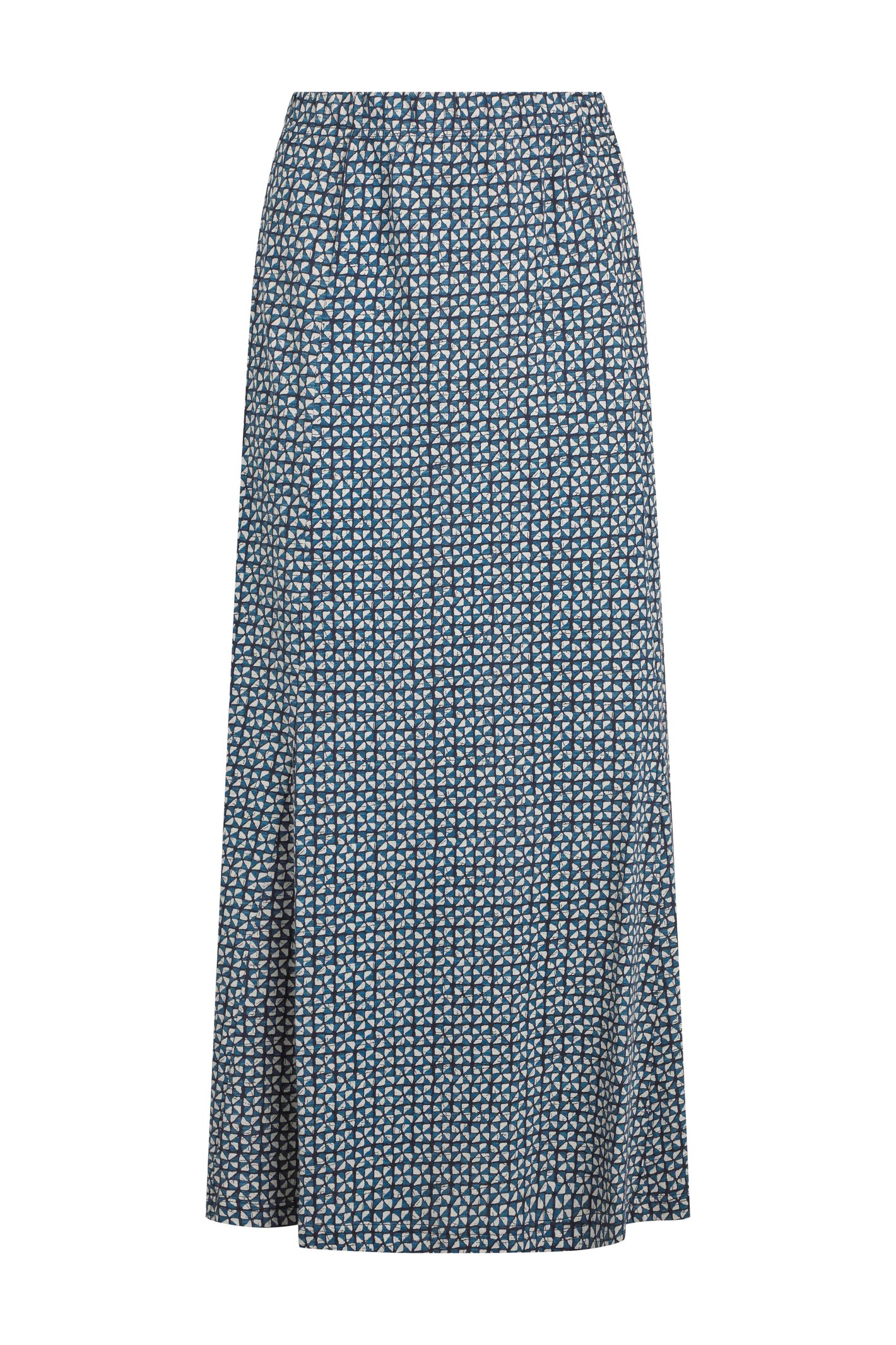 Weird Fish Ares Printed Jersey A-Line Maxi Skirt Navy Size 8