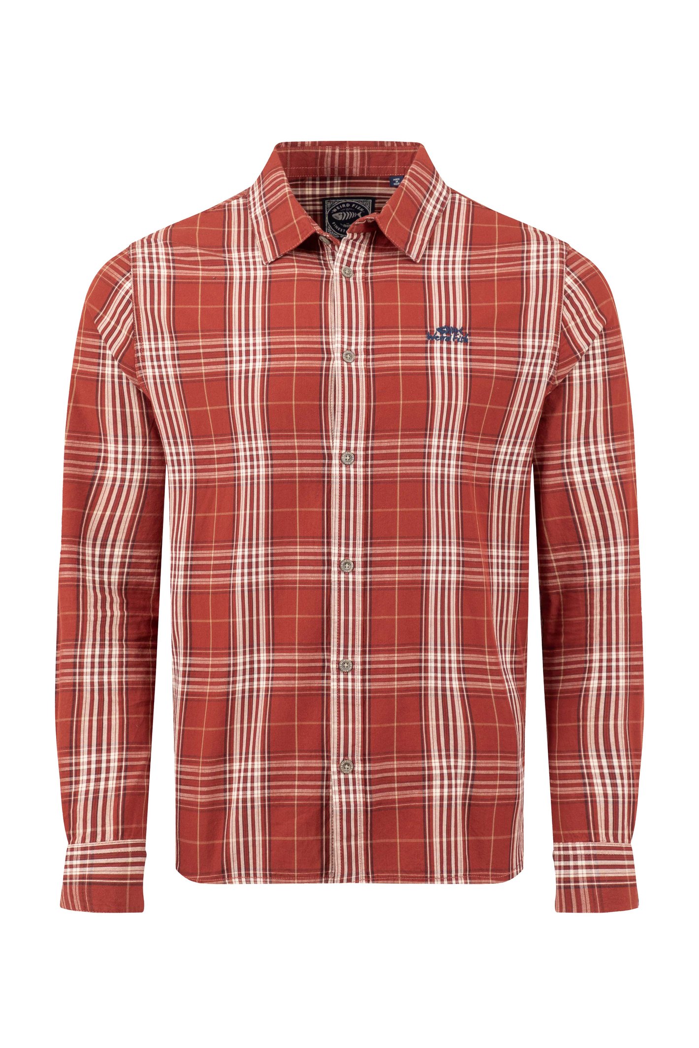 Weird Fish Lando Long Sleeve Check Shirt Rust Leaves Size 5XL