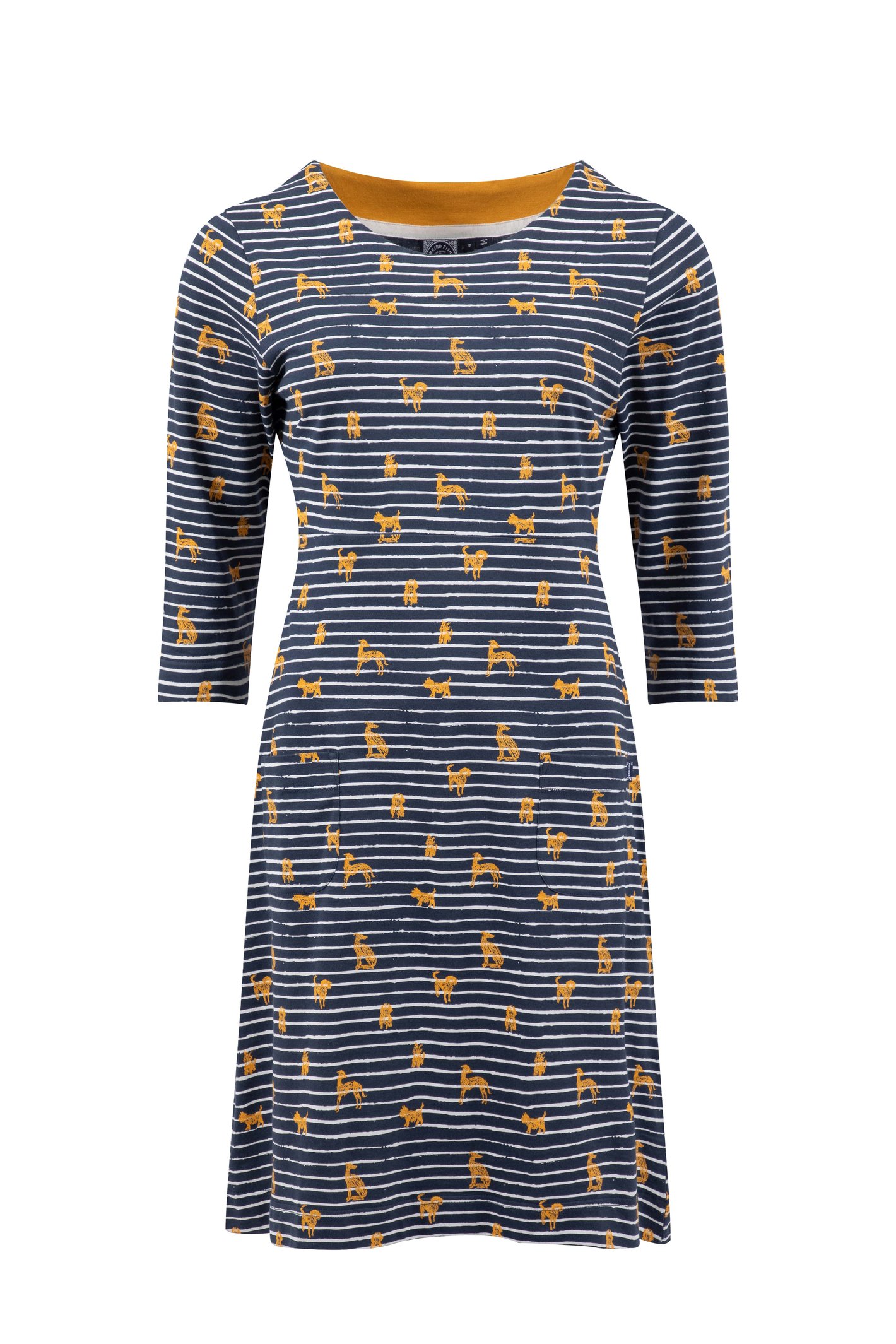 Weird Fish Starshine Printed Jersey Dress Ochre