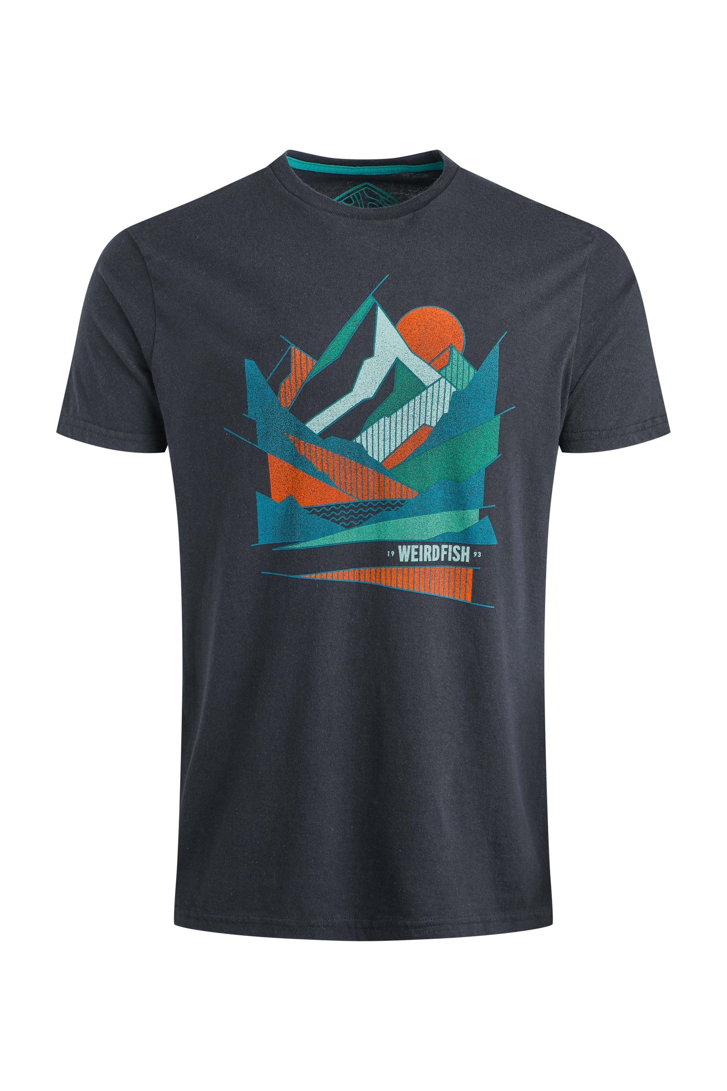 Weird Fish Aspect Mountains Front Print Graphic T-Shirt Black