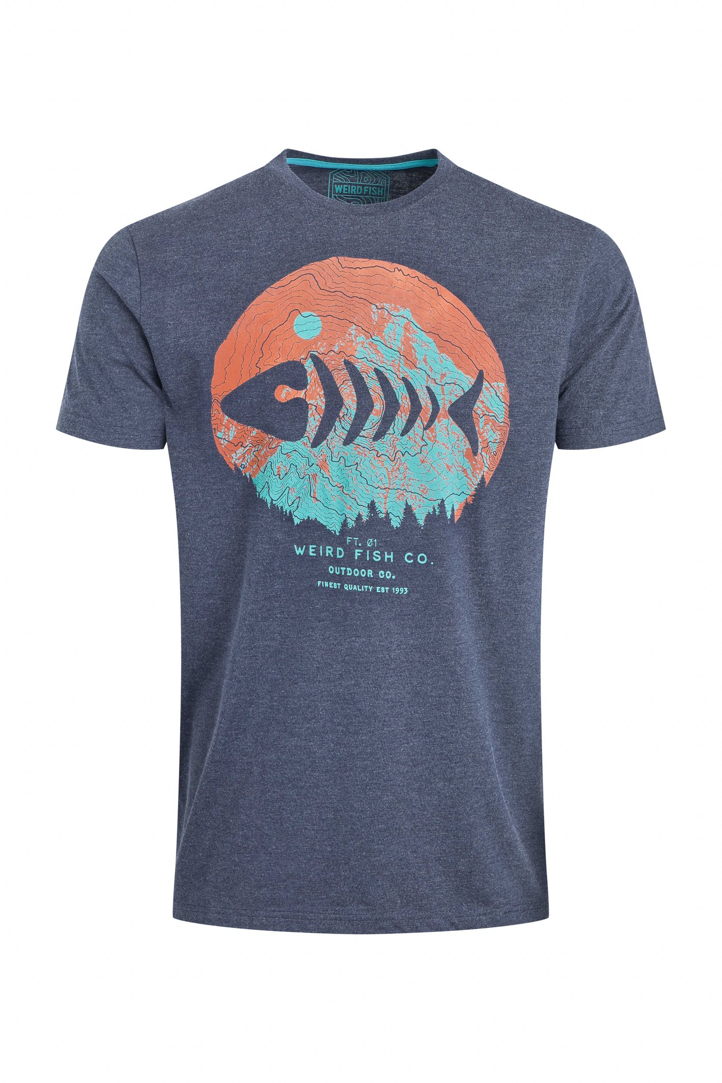 Weird Fish Explorer Front Print Graphic T-Shirt Navy