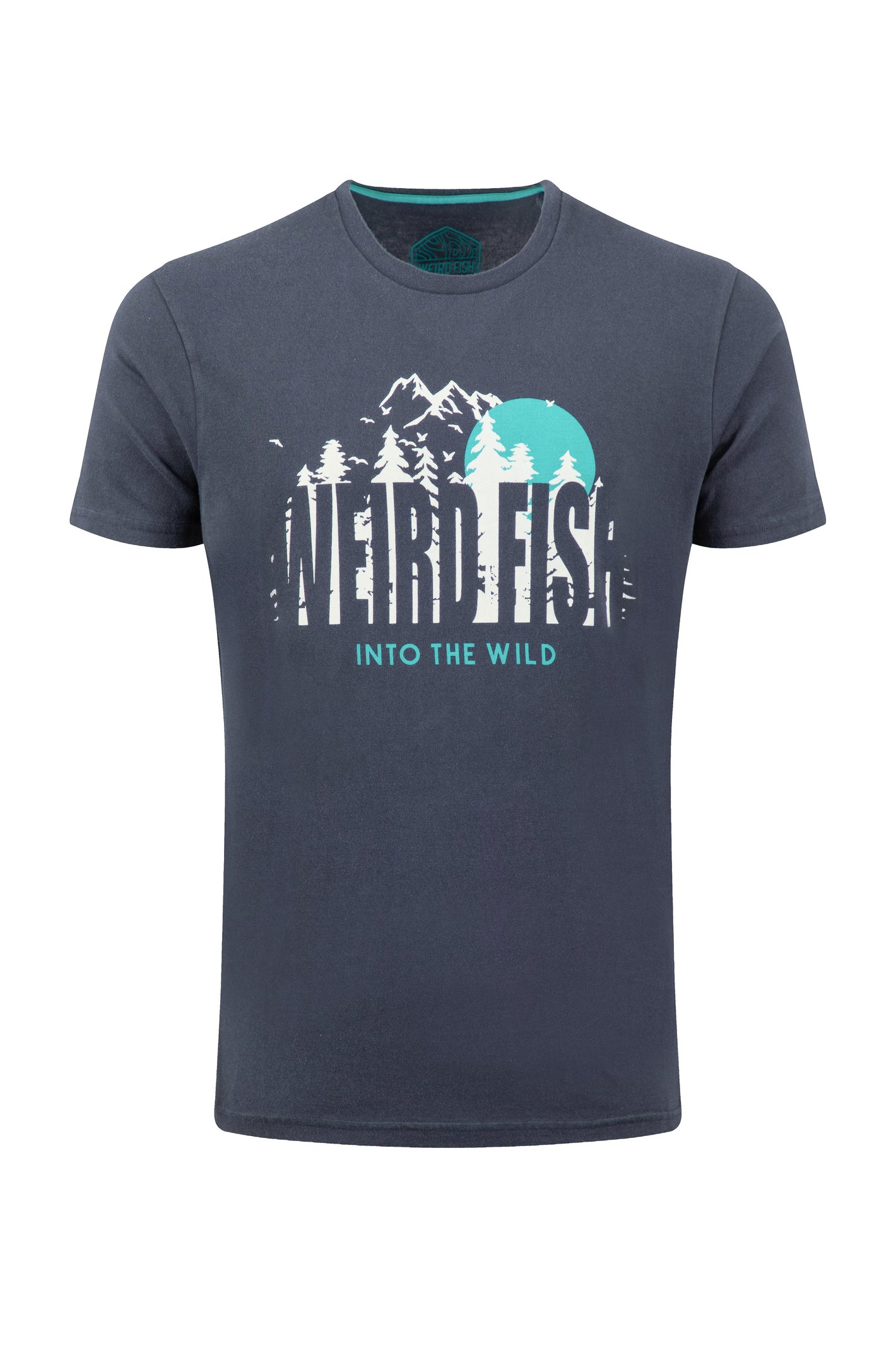 Weird Fish Into The Wild Front Print Graphic T-Shirt Navy