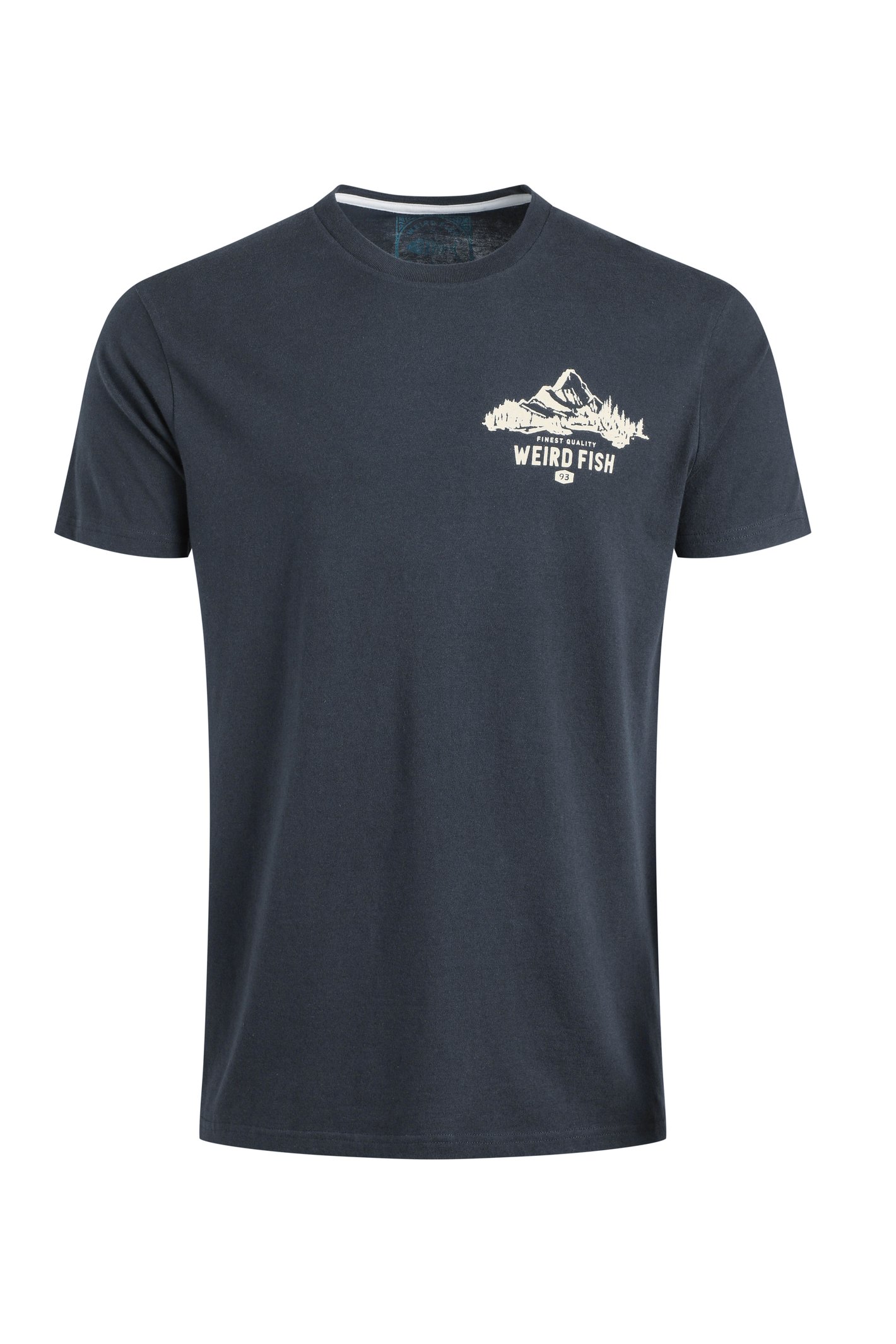 Weird Fish Mountain Valley Back Print Graphic T-Shirt Navy
