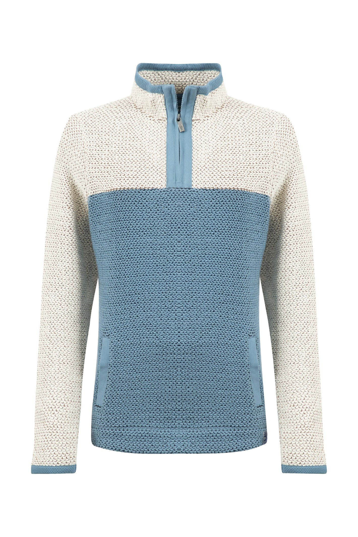 Weird Fish Isla 1/4 Zip Colour Block Macaroni Sweatshirt Denim Blue