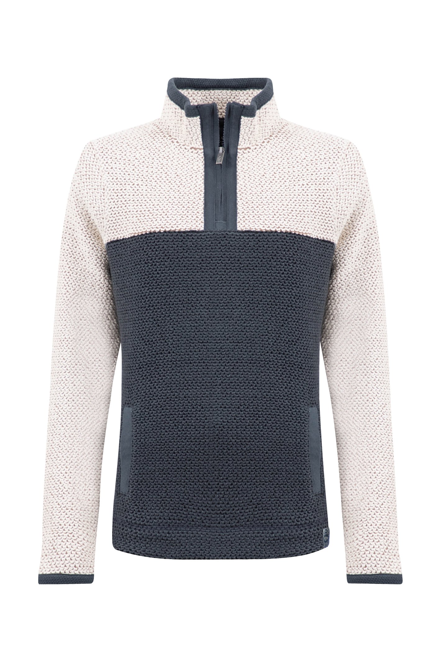 Weird Fish Isla 1/4 Zip Colour Block Macaroni Sweatshirt Navy