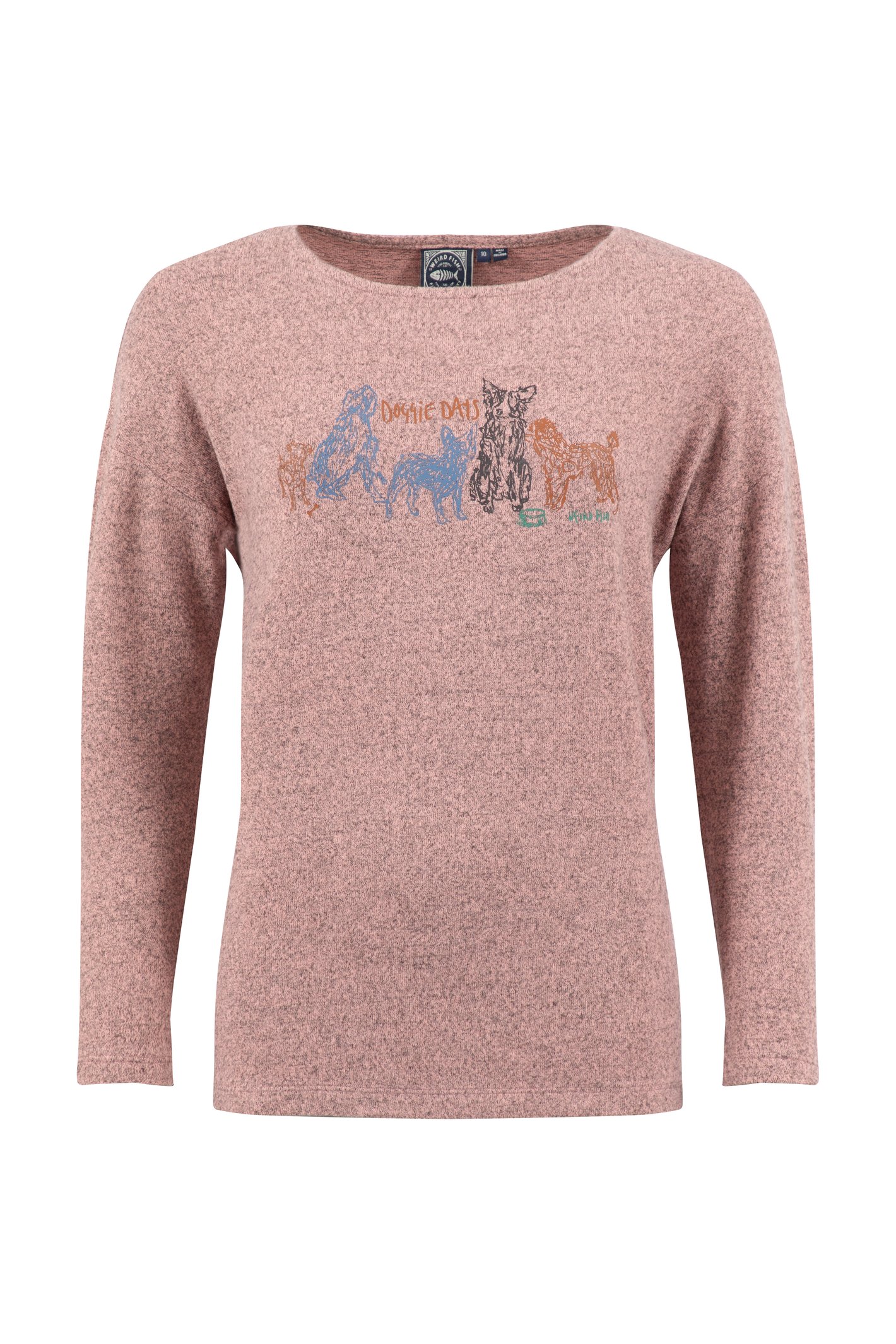 Weird Fish Dogs Life Soft Touch Front Print Long Sleeve T-Shirt Tea Rose