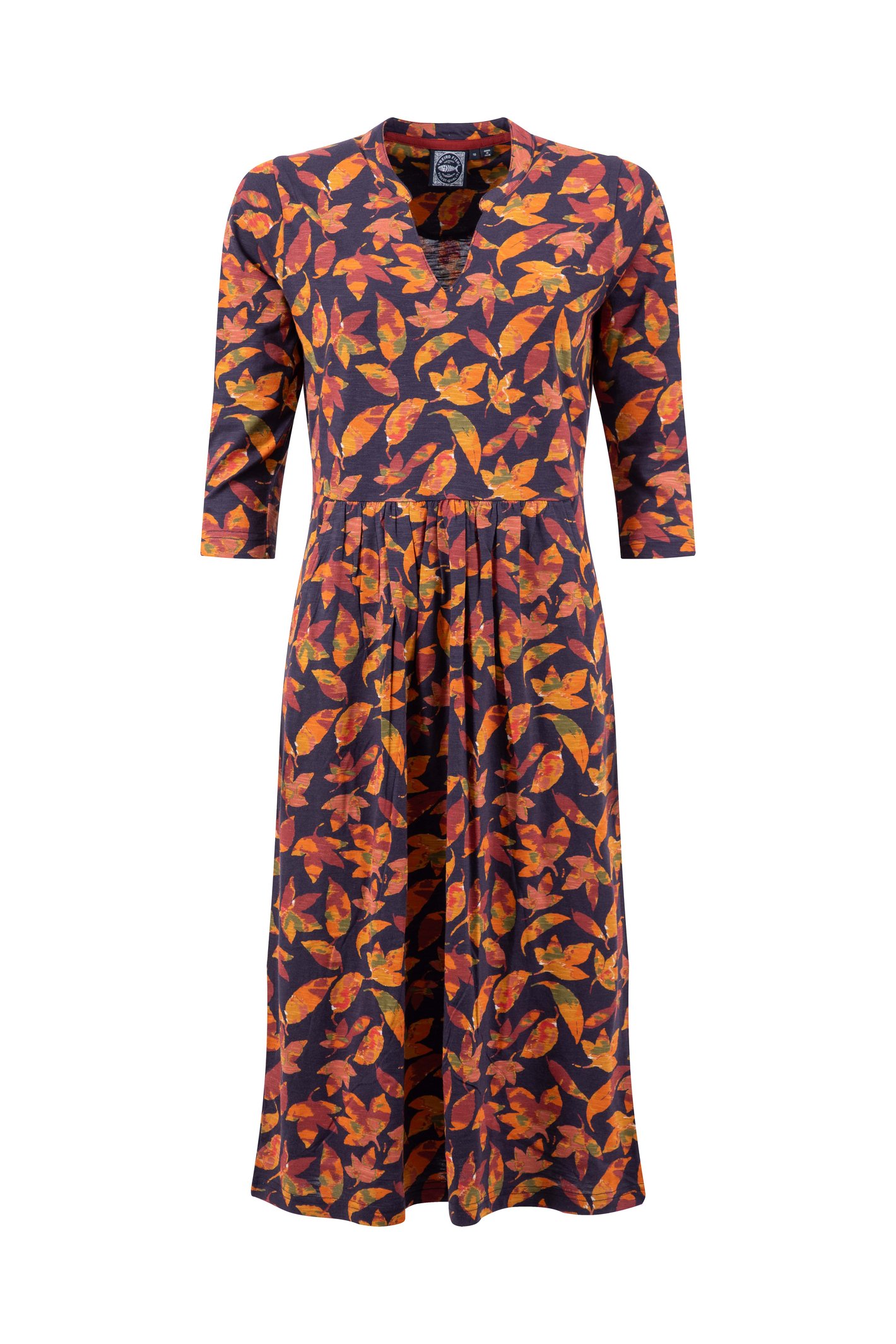 Weird Fish Isolde Printed Jersey Midi Dress Night Blue