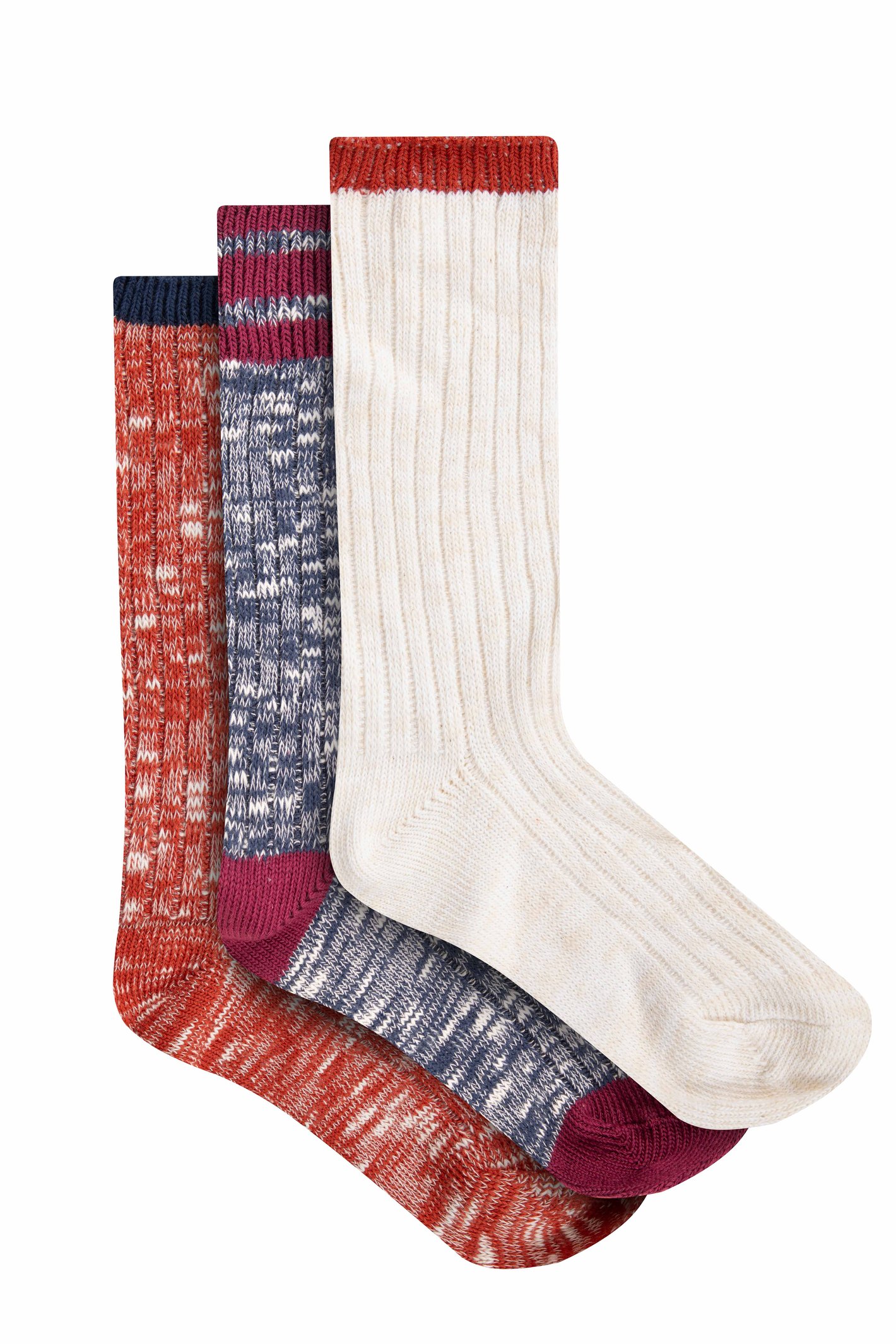 Weird Fish Dilki Striped Boot Sock 3pk Rust Leaves-7