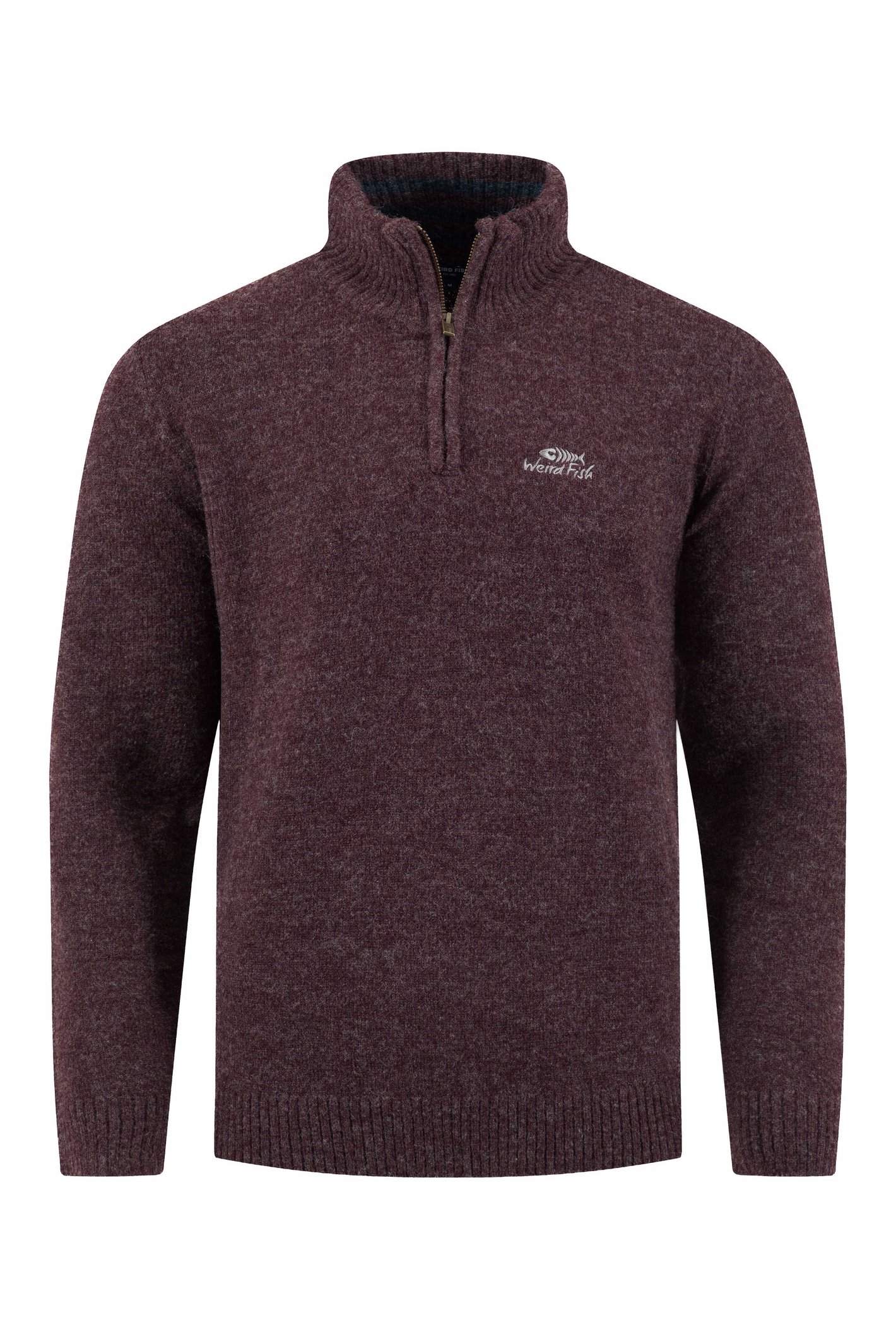 Weird Fish Altwood 1/4 Zip Jumper Aubergine