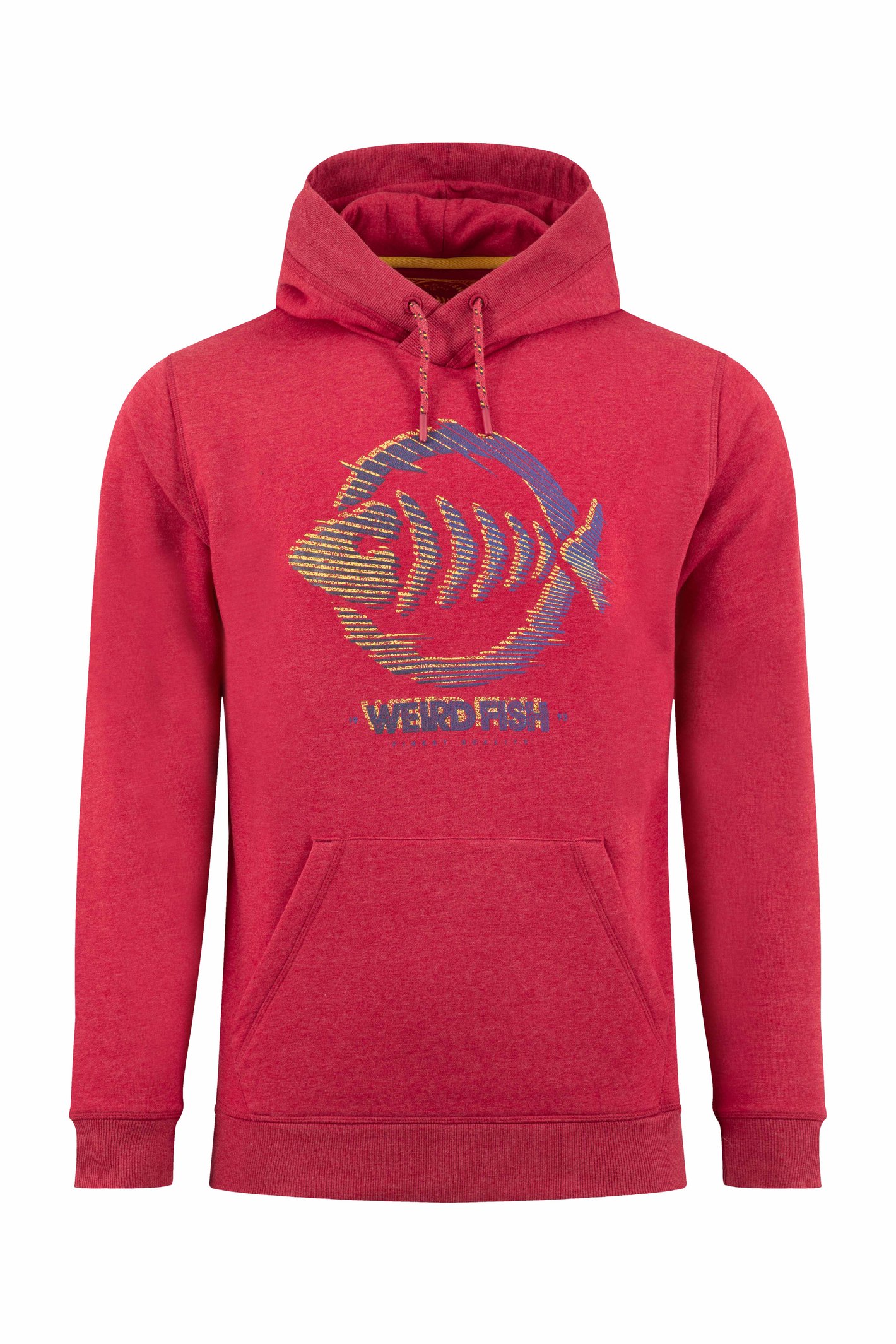 Weird Fish Bryant Front Print Graphic Popover Hoodie Garnet