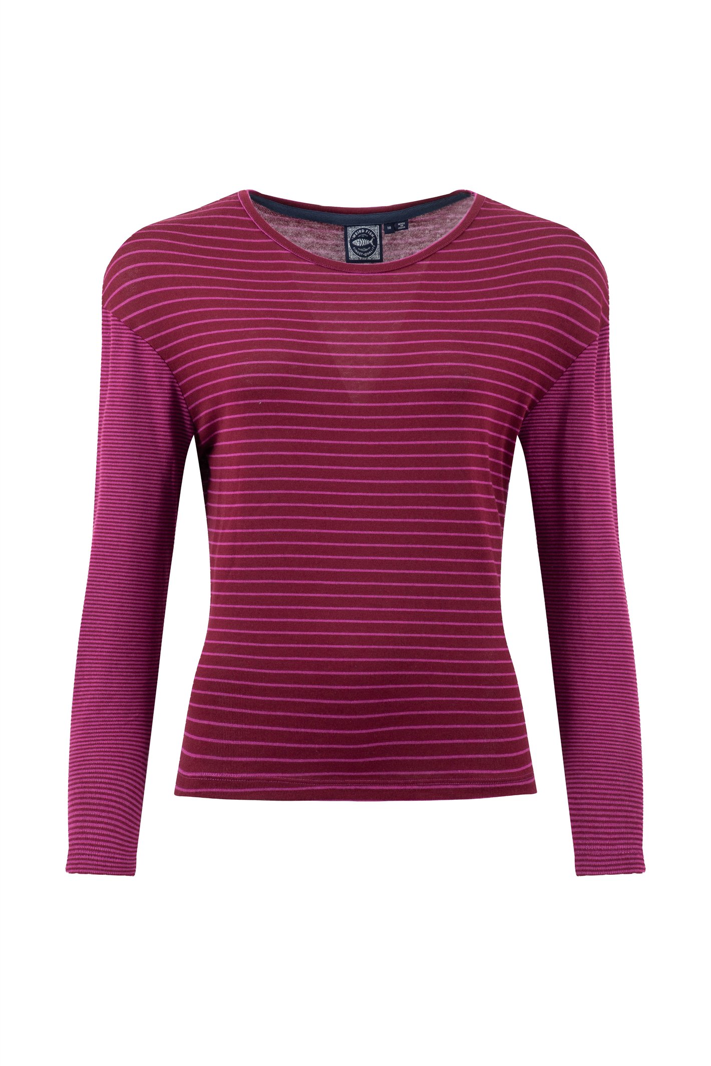 Weird Fish Calfee Striped Long Sleeve T-Shirt Beet