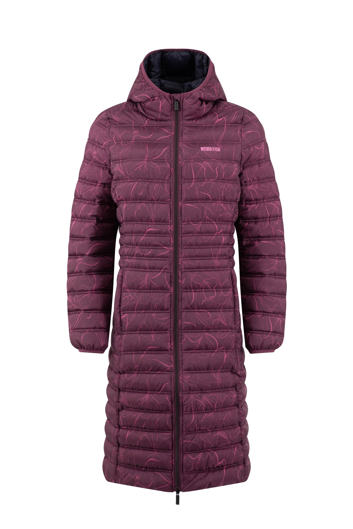 Weird Fish Iryssa Lightweight Padded Mid-Line Hooded Jacket Raisin