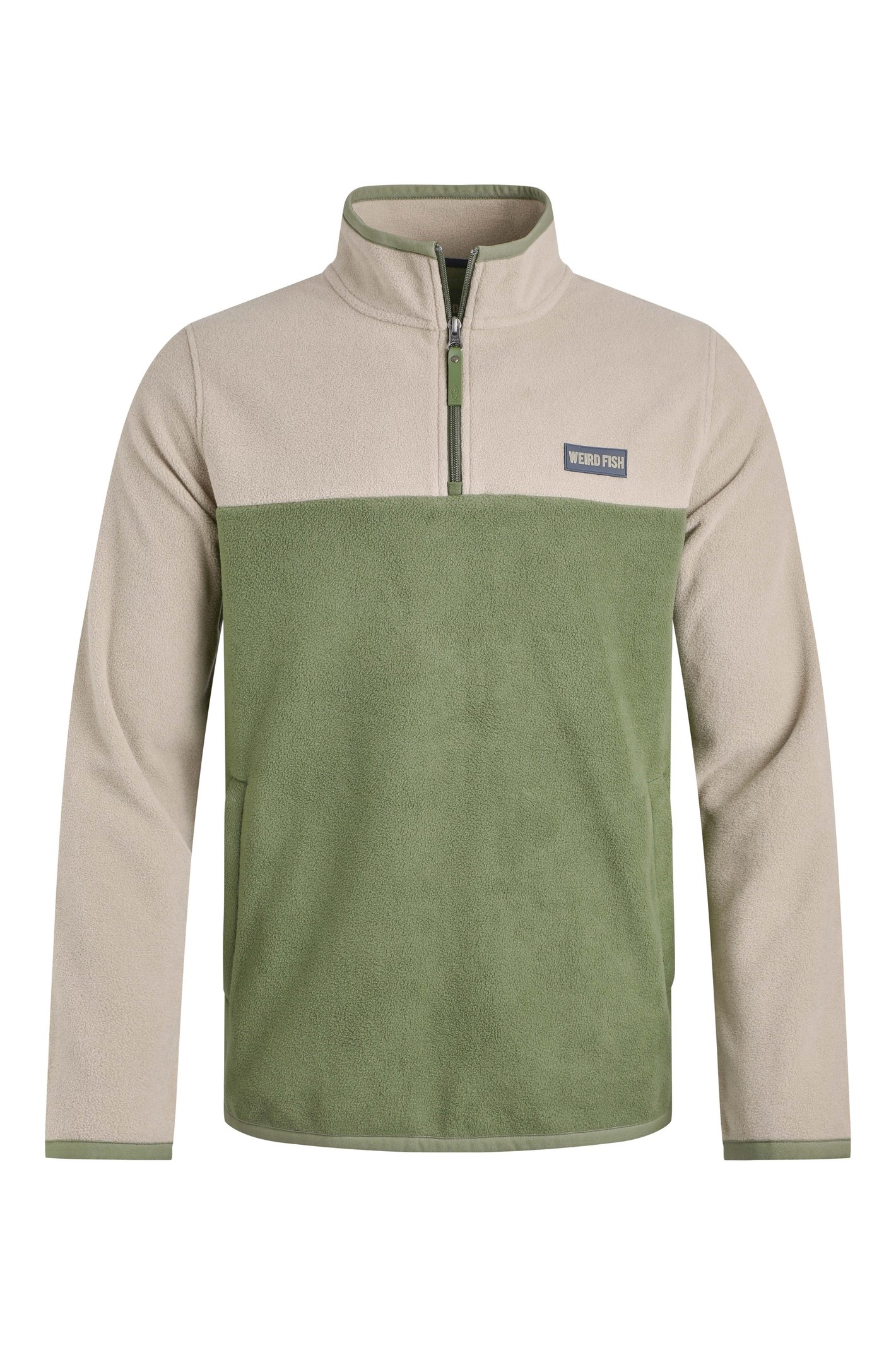 Weird Fish Tristan 1/4 Zip Colour Block Microfleece Artichoke