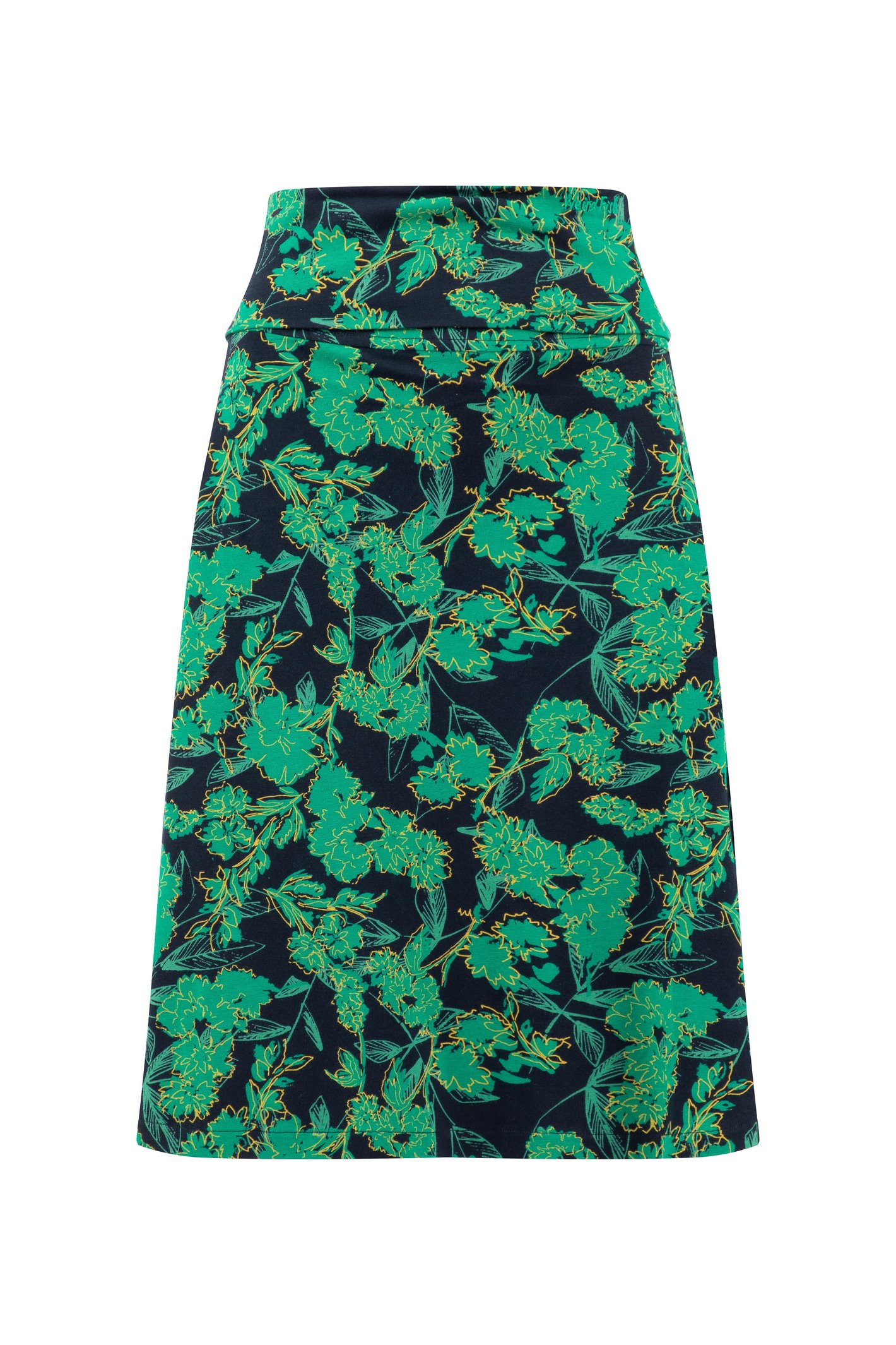 Weird Fish Malmo Printed Jersey Stretch Skirt Night Blue