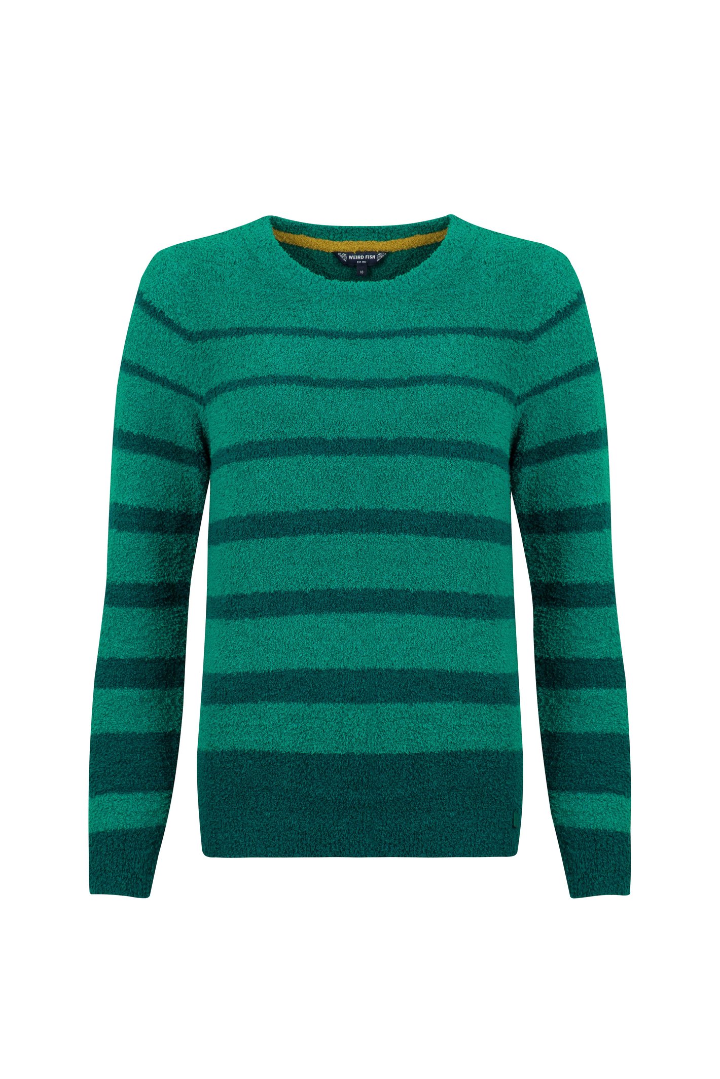 Weird Fish Wanda Cosy Knit Stripe Jumper Green Ivy