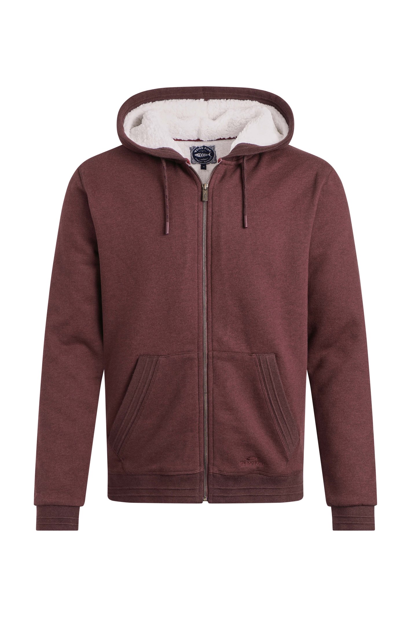 Weird Fish Camborne Borg Lined Full Zip Hoodie Bitter Chocolate