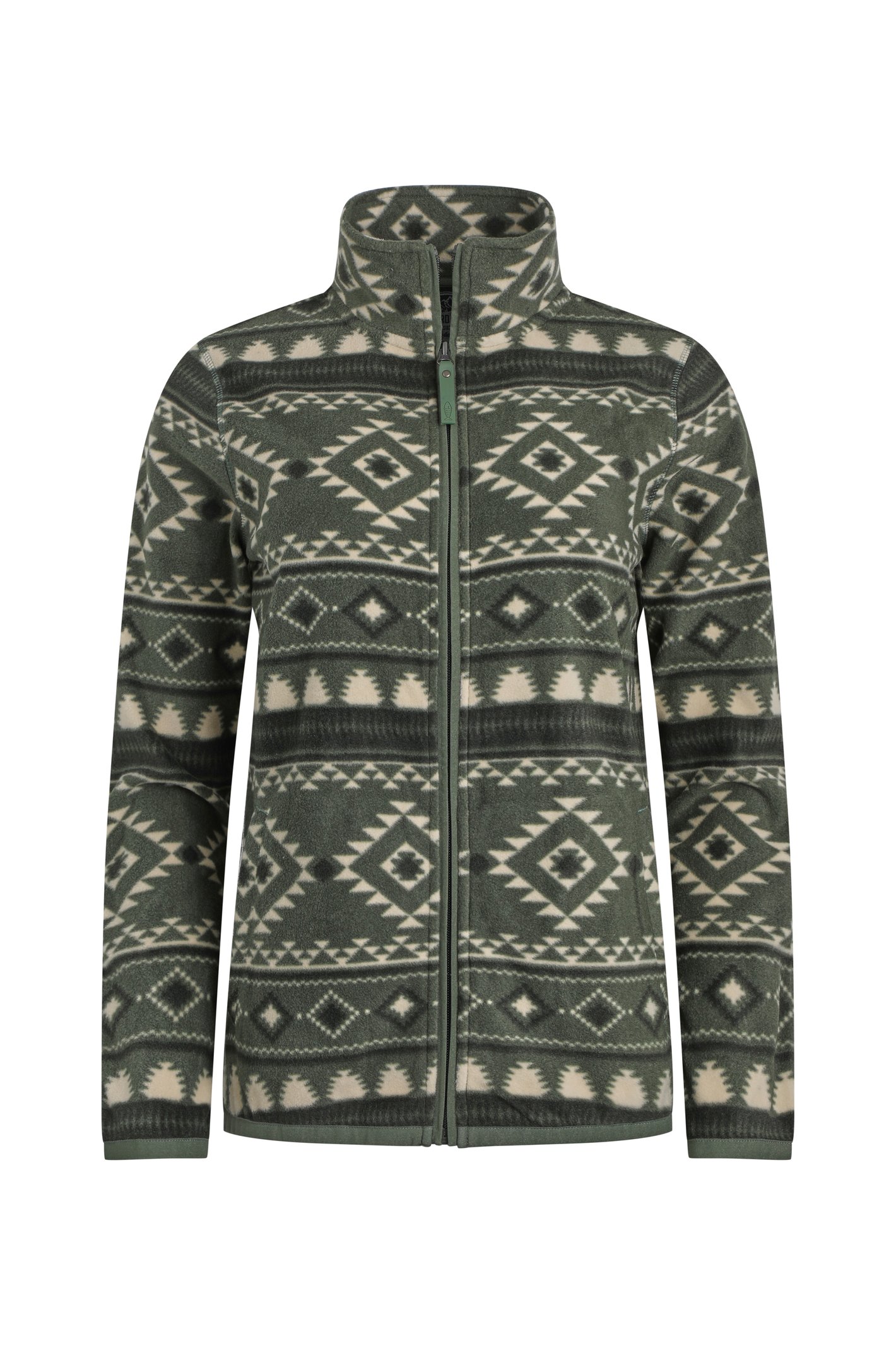 Weird Fish Rochelle Full Zip Printed Microfleece Deep Lichen Green