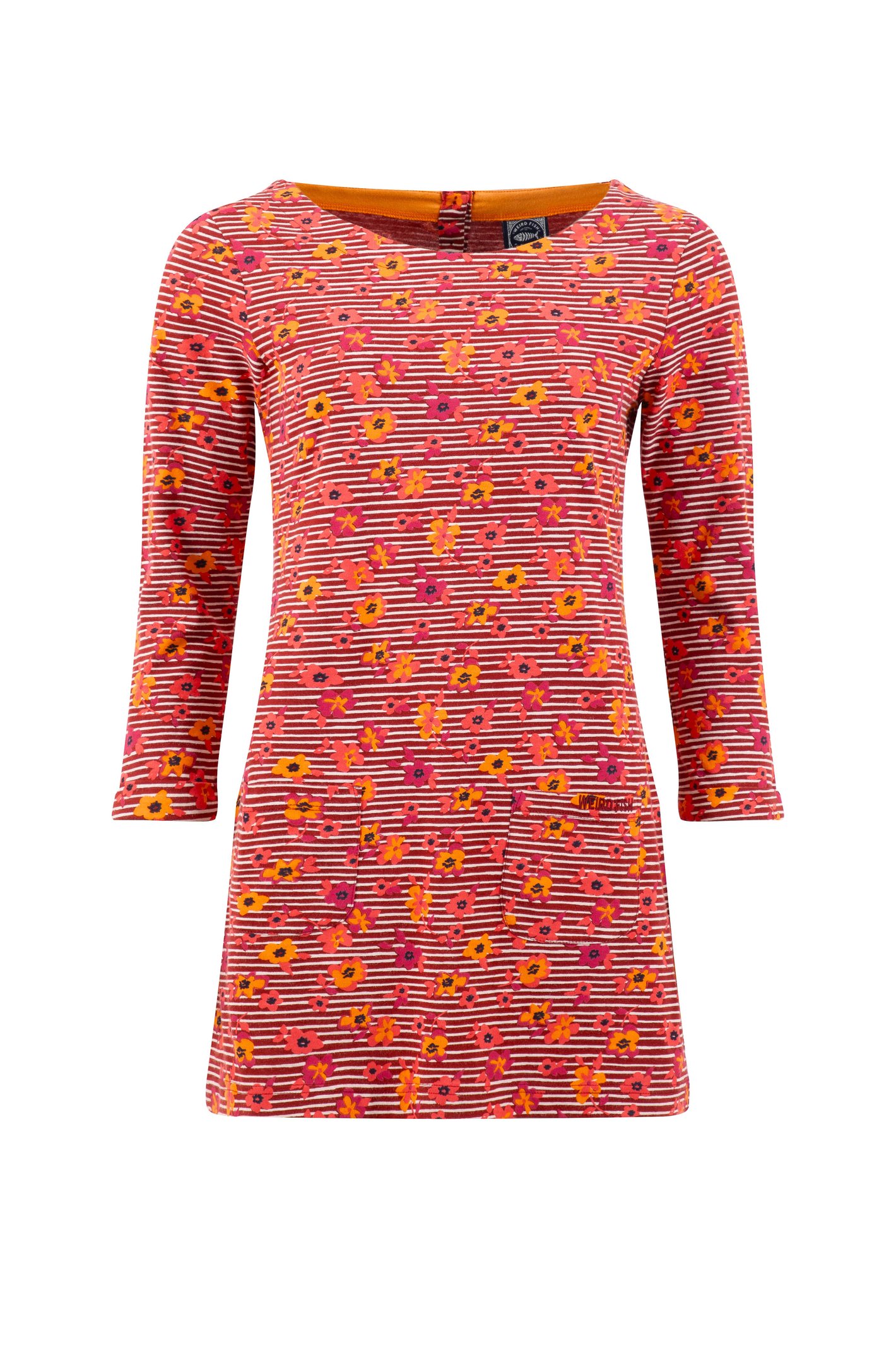 Weird Fish Charlotte Organic Cotton Printed Jersey Tunic Rust