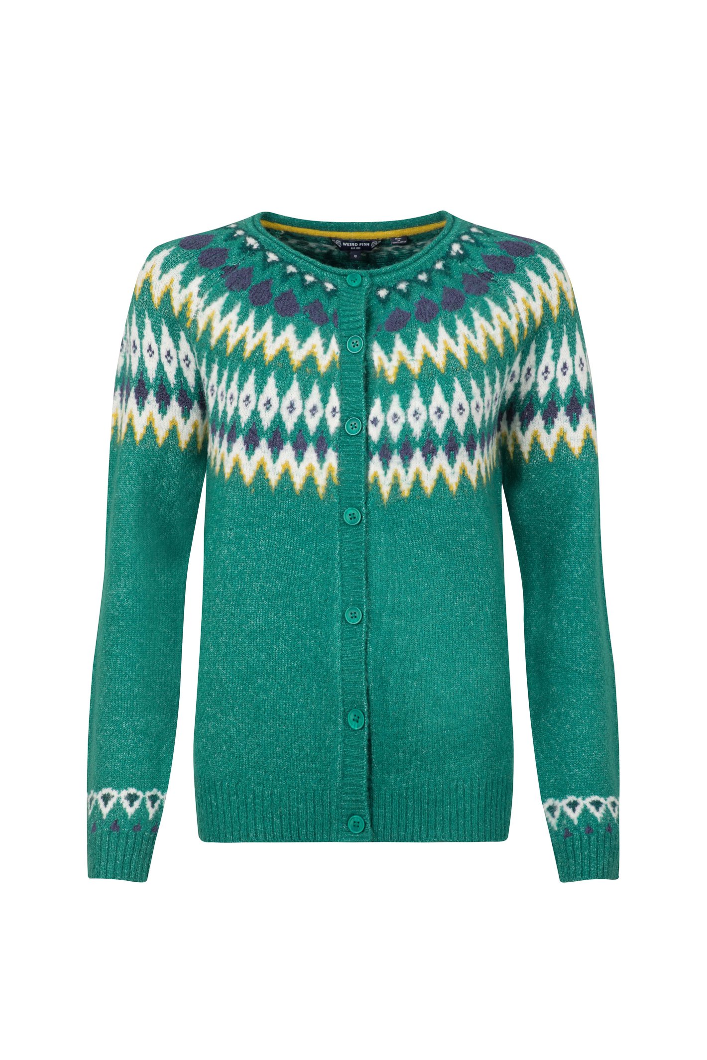 Weird Fish Hatty Fair Isle Cardigan GreenIvy Size 16