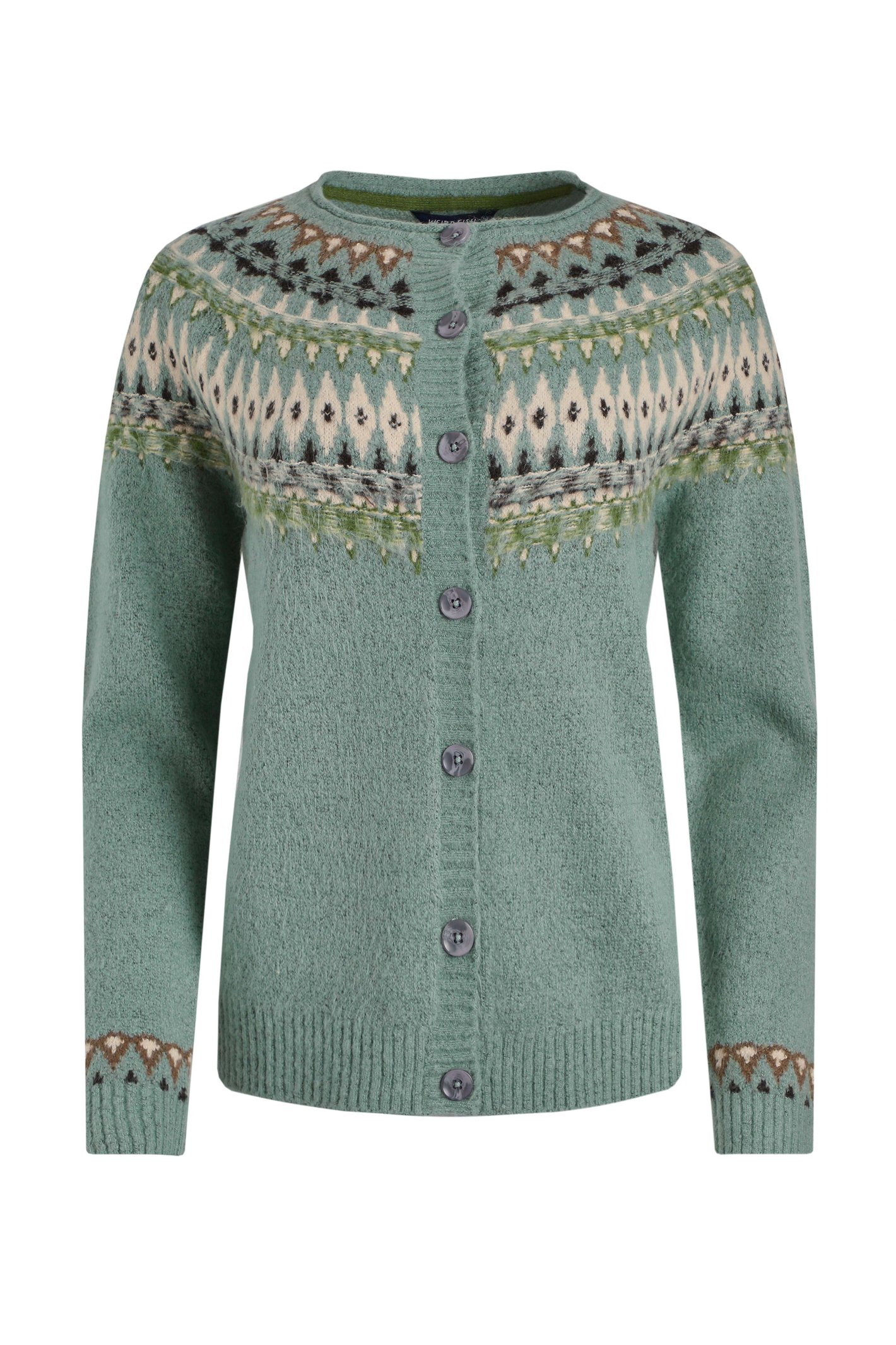 Weird Fish Hatty Fair Isle Cardigan Sea Mist Size 8