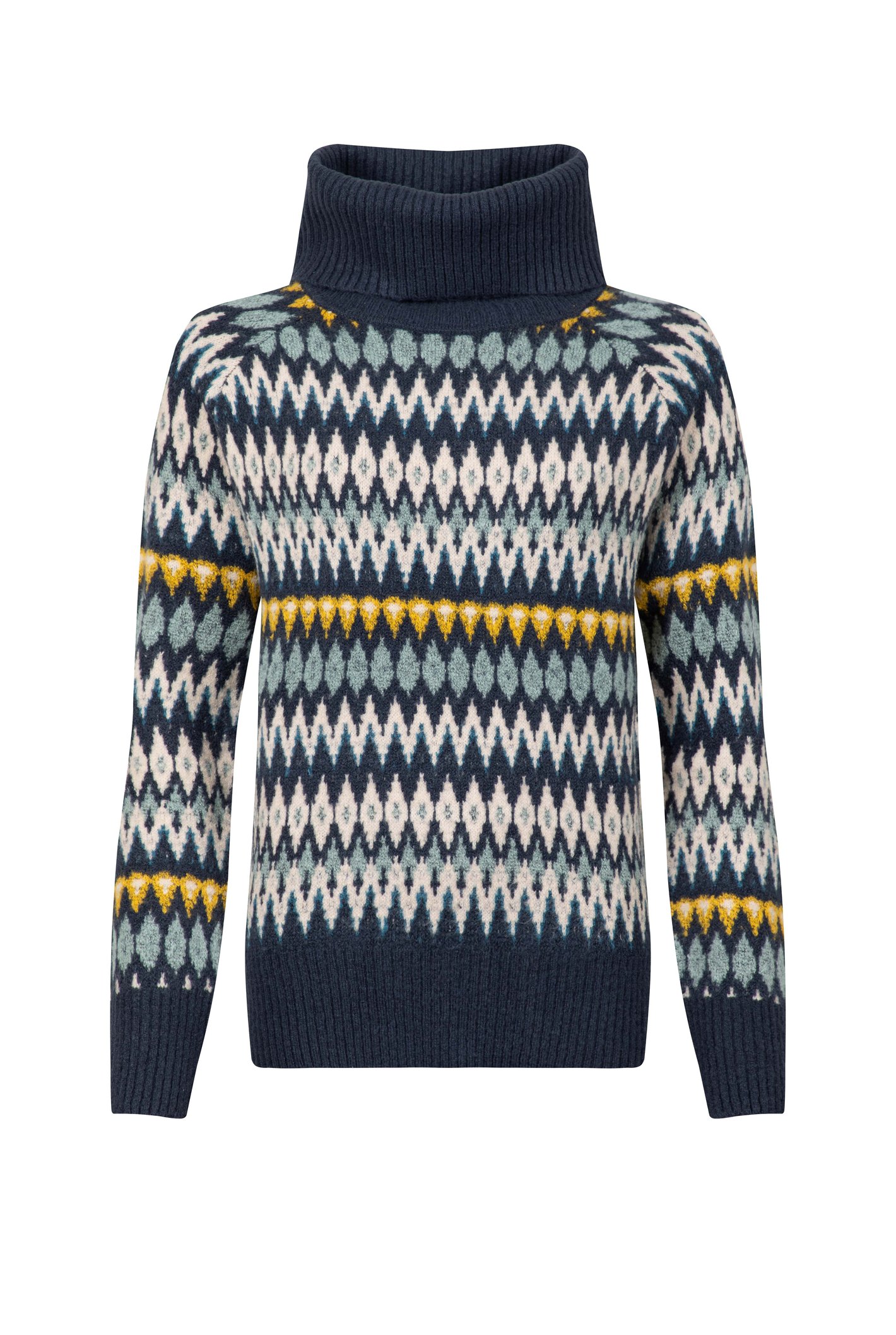 Weird Fish Annecy Fair Isle Roll Neck Jumper Midnight